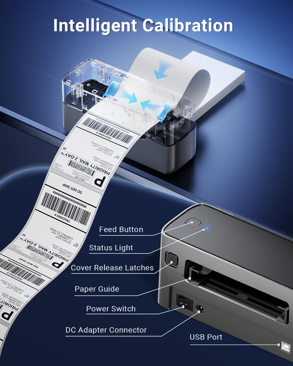 Wireless Bluetooth Thermal Shipping Label Printer 4x6 - Compatible with Amazon, eBay, Shopify, Etsy & USPS - Perfect for Small Business Shipping & E-commerce Fulfillment