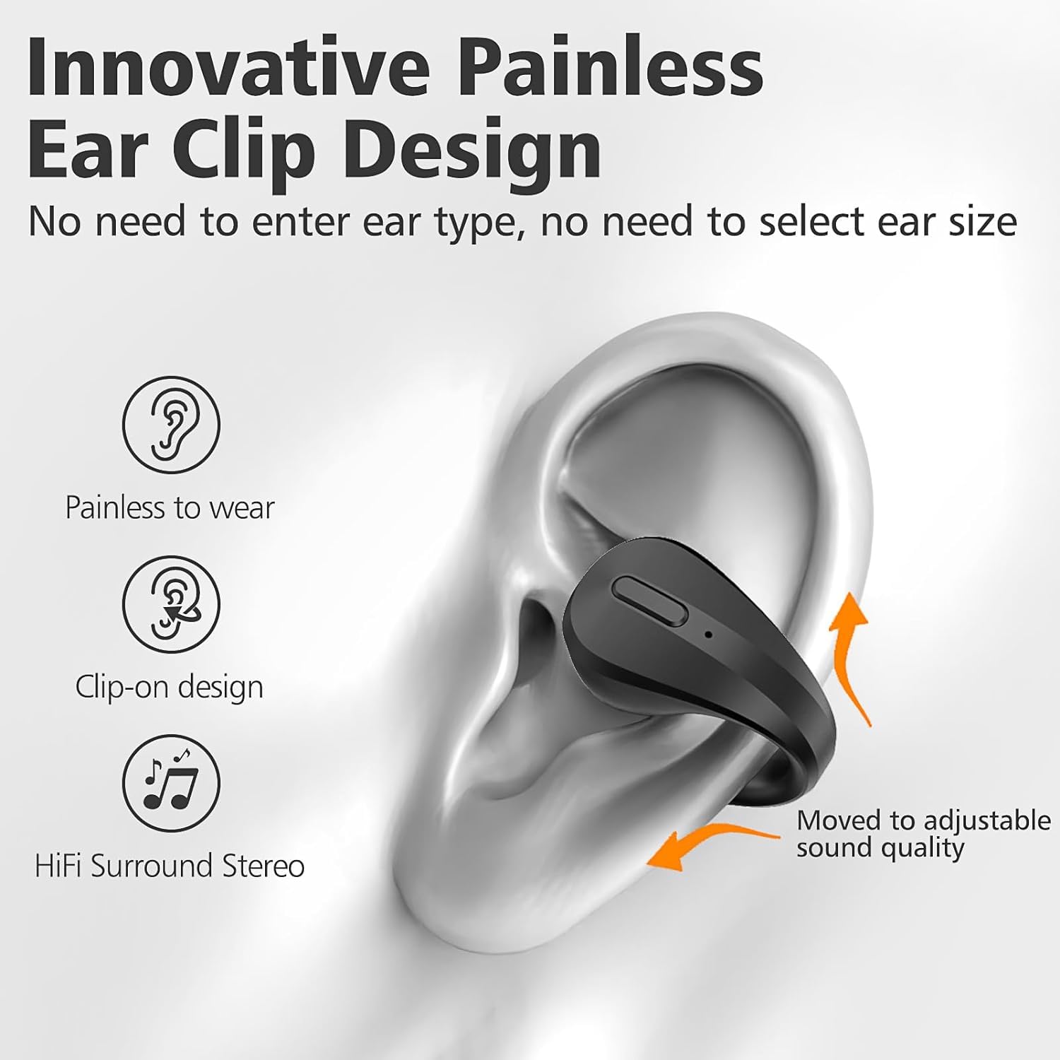 S600 Open Ear Clip Bluetooth Headphones - Wireless Sports Headset for Running, Cycling & Gym - Comfortable Secure Fit - Sweatproof & Lightweight (Black) - Perfect for Outdoor Activities & Workouts