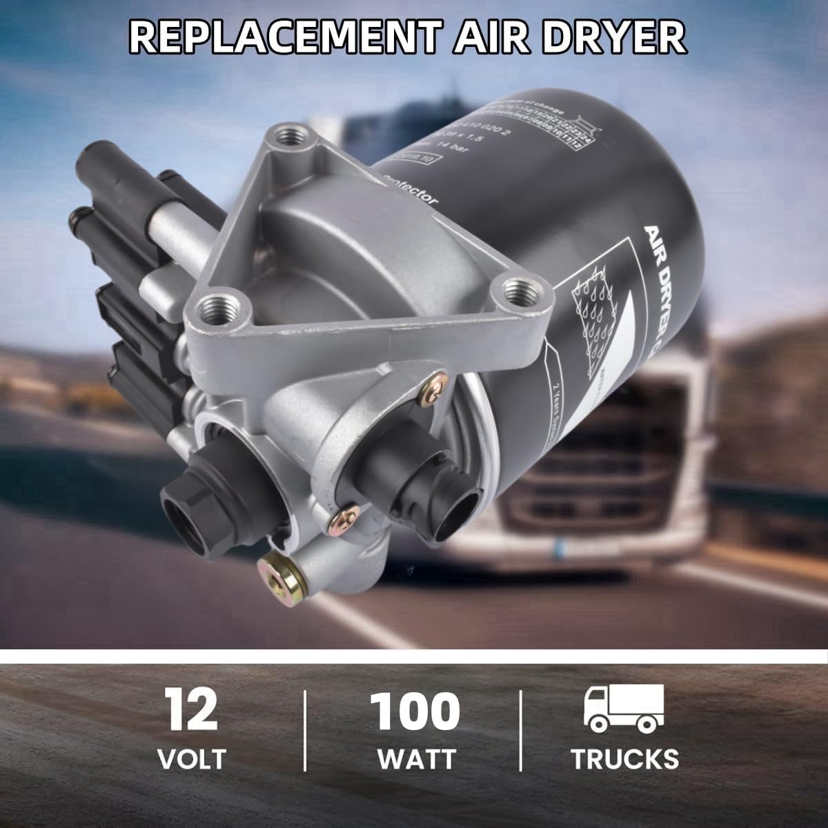12V 100W Air Dryer Replacement for Volvo 21440978 4324252000 S4324252000 with Coalescing Cartridge - Heavy Duty Truck Air System Maintenance Part for Volvo Semi Trucks & Commercial Vehicles