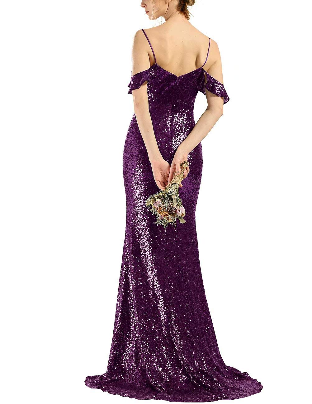 Elegant Gold Sequins Bridesmaid Dress - Off Shoulder Formal Evening Gown Mermaid Prom Dress for Weddings, Parties & Special Occasions