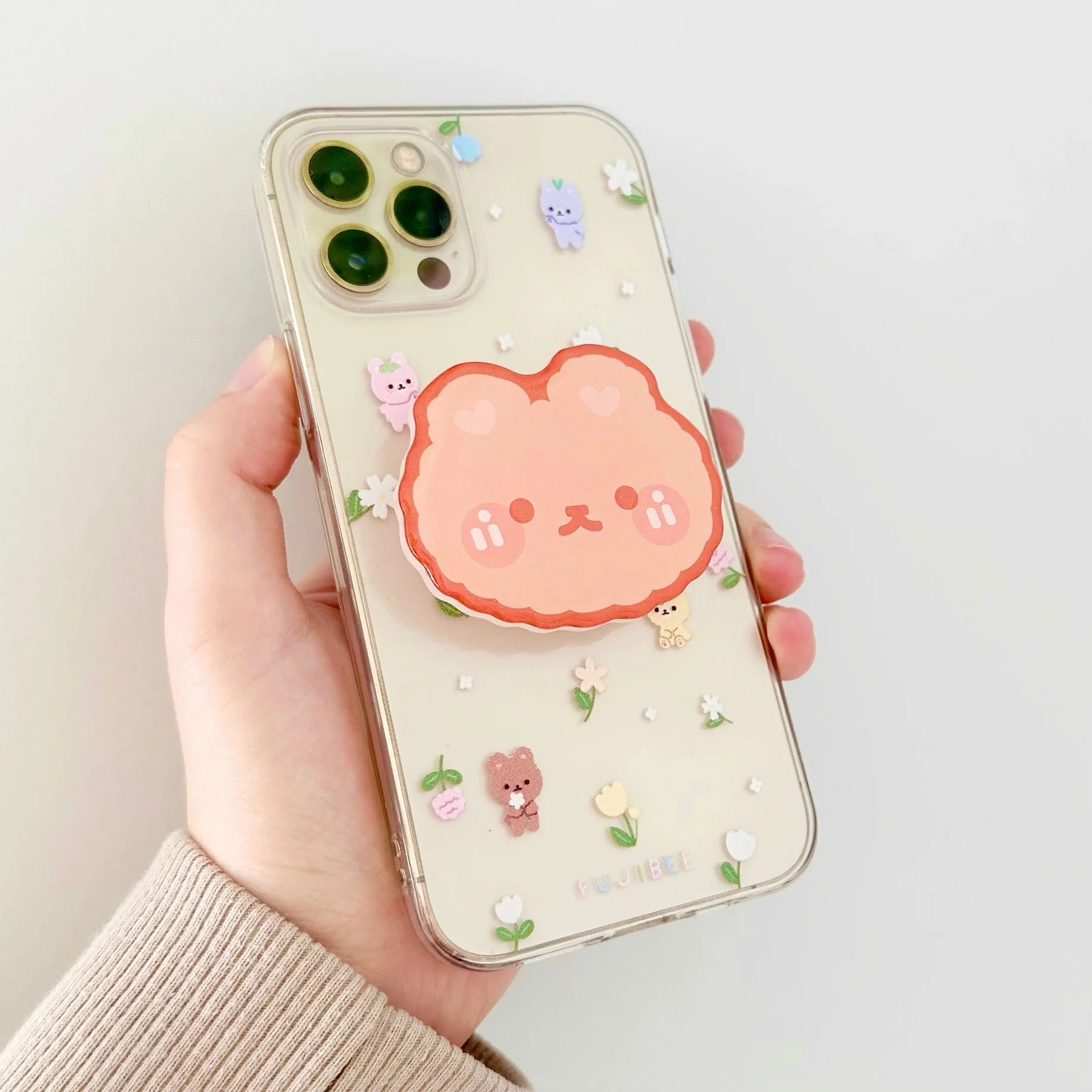 Cute Glitter Teddy Bear Phone Grip - Non-Slip Kawaii Phone Stand Holder for iPhone Samsung, Perfect for Summer Beach Days & TikTok Videos