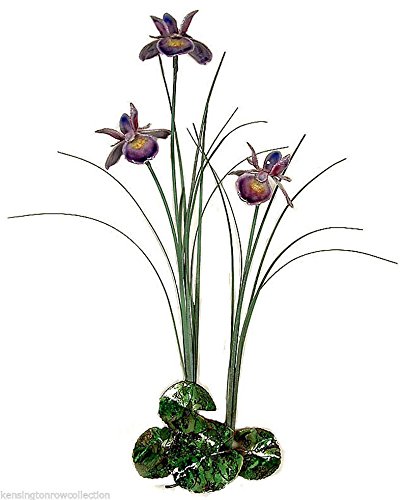 Kensington Row Home Collection Purple Iris Metal Wall Sculpture - Triple Iris Floral Wall Art Decor for Living Room, Bedroom & Office