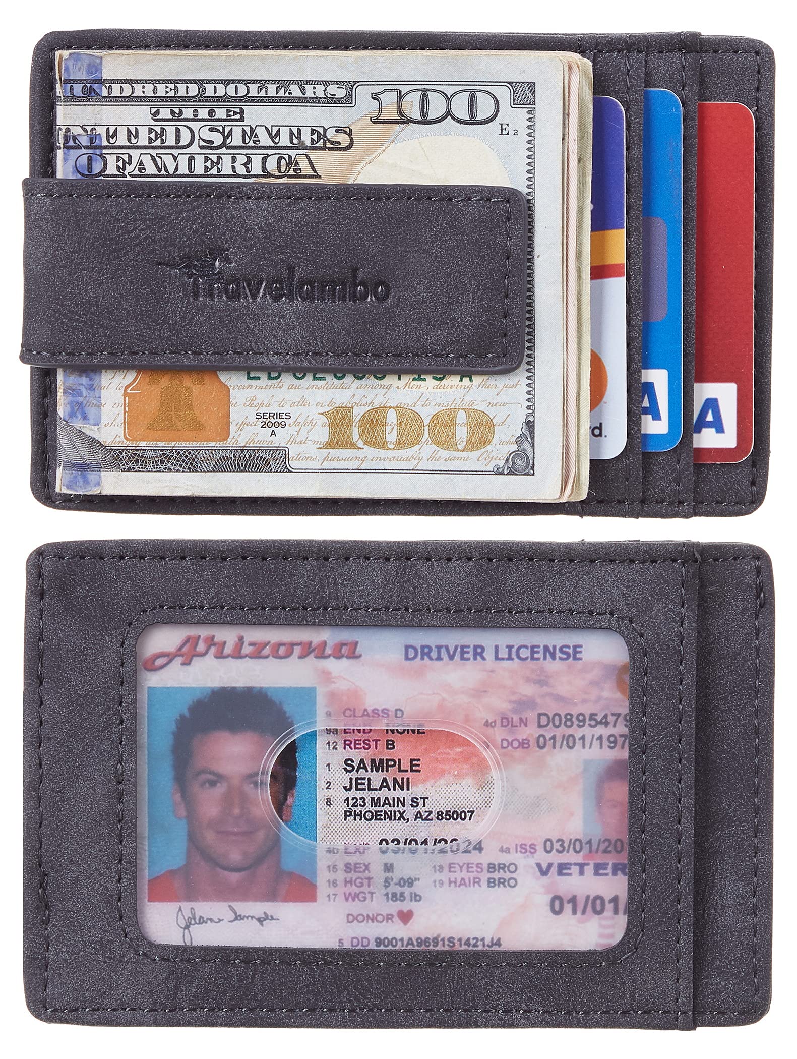 Travelambo Magnetic Front Pocket Wallet for Men - Slim Minimalist RFID Blocking Money Clip & Card Holder (Deep Grey) | Perfect for Travel, Business & Everyday Use