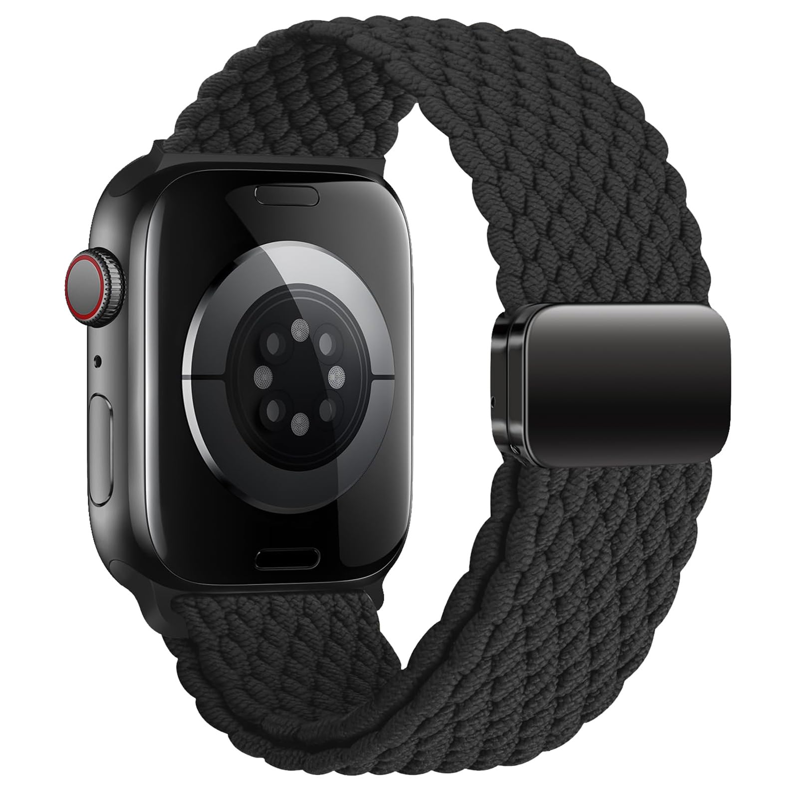 Magnetic Braided Stretch Elastic Nylon Sport Loop Strap for Apple Watch Series 10/9/8/7/6/5/4/3/2/SE - Compatible with 38mm/40mm/41mm/42mm/44mm/45mm/46mm/49mm - Comfortable & Adjustable for Men & Women - Perfect for Running, Workouts & Daily Wear
