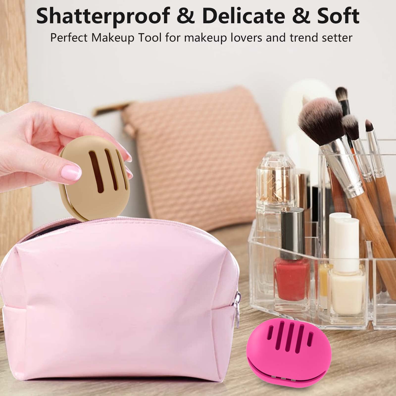 Fauxomor Double-Sided Silicone Beauty Blender Holder - 3-Line Vented Travel Makeup Sponge Case, Shatterproof & Sanitary Storage for All Beauty Blenders (Black) | Perfect for Travel, Home Vanity & On-the-Go Makeup Touchups