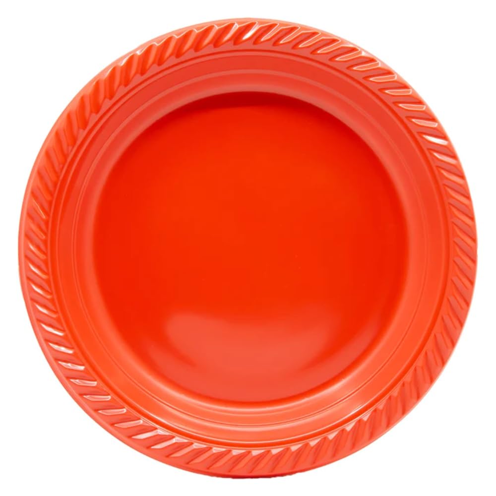 7-Inch Disposable Red Plastic Salad Plates - Microwave Safe, Bulk Pack of 2000 for Restaurants, Hotels, Delis & Elegant Parties | Perfect for Catering, BBQs, Picnics & Holiday Gatherings