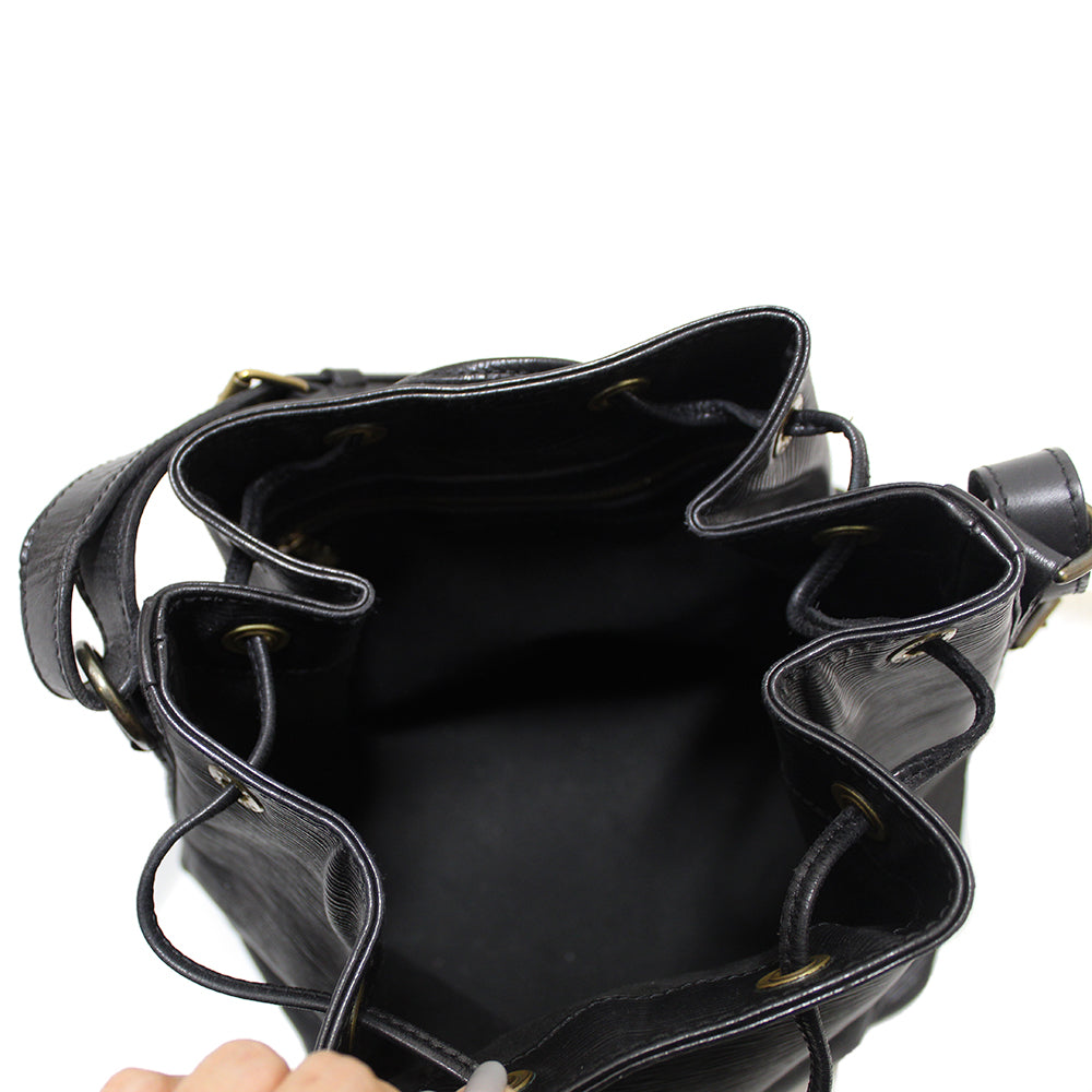 Authentic Louis Vuitton Black Epi Leather Petite Noe Drawstring Bucket Shoulder Bag for Women | Luxury Crossbody Purse | Perfect for Work, Travel & Everyday Use