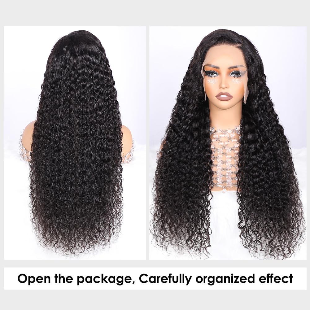 Glueless Lace Front Wigs Human Hair for Black Women - 200% Density Brazilian Water Wave Pre Plucked Bleached Knots Wig (16 Inch) | Perfect for Daily Wear, Parties & Special Occasions
