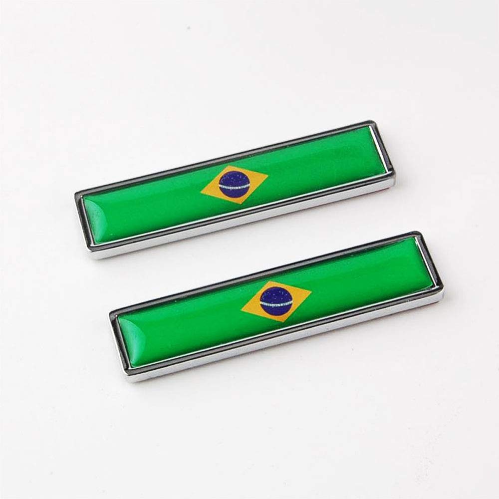1 Pair 3D Brazilian Flag Metal Car Stickers - Aluminum Auto & Motorcycle Decals for Trunk, Body, and Styling | Perfect for National Pride, Car Shows, and Personalizing Your Vehicle