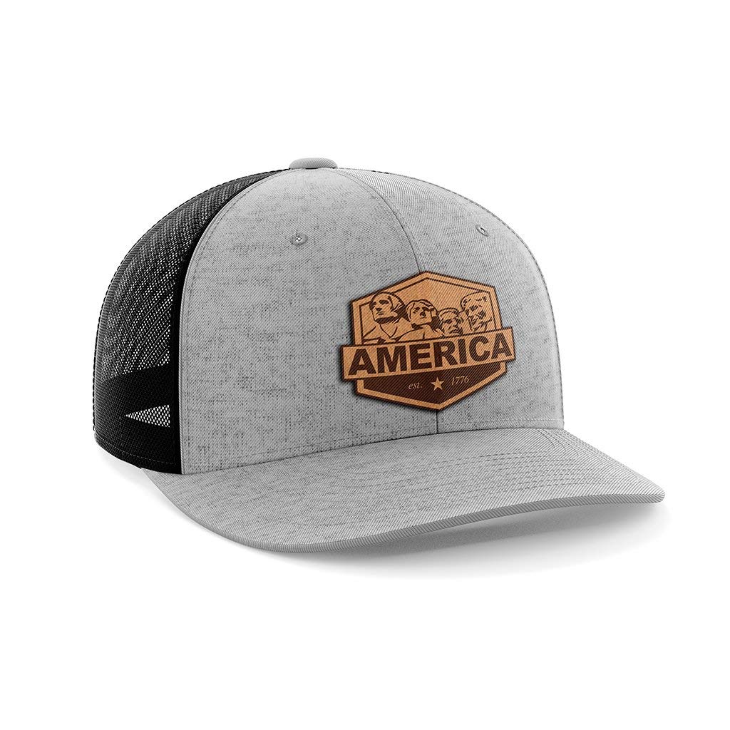Vintage Mount Rushmore Leather Patch Hat - USA Flag Design, Adjustable Snapback for Men & Women - Perfect for Outdoor Adventures, Travel & Patriotic Events