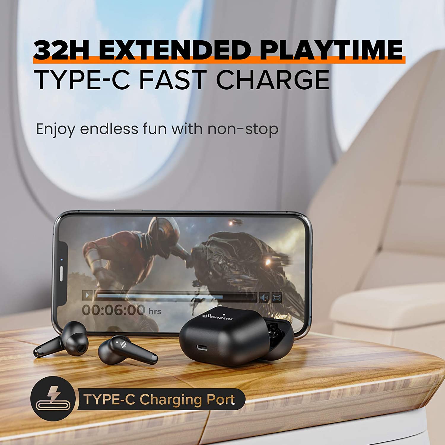 ENACFIRE A9 Wireless Earbuds Bluetooth 5.0 Headphones with 30H Playtime, IPX8 Waterproof, Noise Cancelling - Perfect for Workout, Running, Travel & Commuting (US Only)