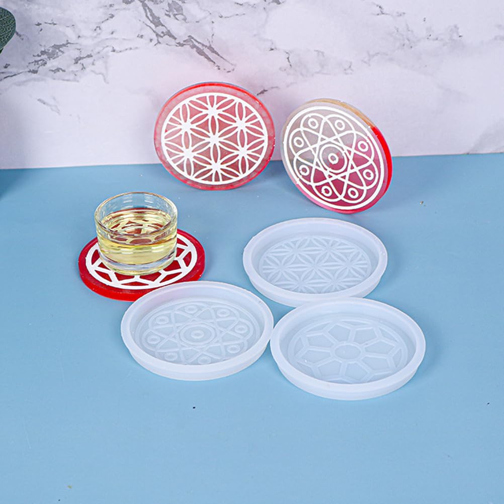BESPORTBLE 3Pcs Round Silicone Coaster Molds for Resin Casting - DIY Epoxy Coaster Making Kit for Home Decoration, Wedding Favors, and Table Setting Accessories