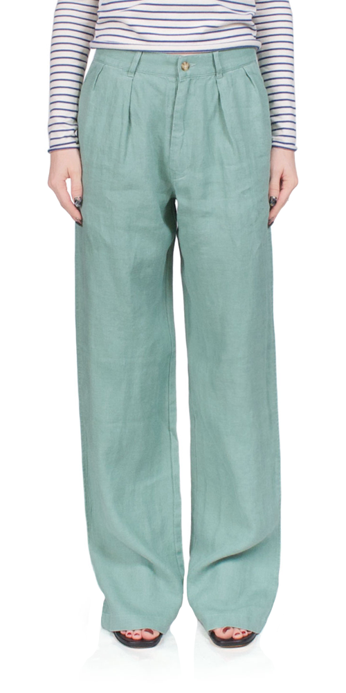 Double Pleat Wide Leg Chino Pants in Sage Green - Comfortable & Stylish Casual Trousers for Work, Office, and Everyday Wear
