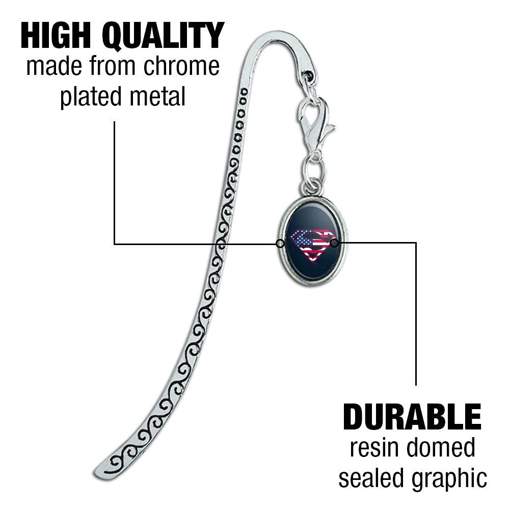 Superman USA American Flag Shield Logo Metal Bookmark - Oval Charm Page Marker for Books, Comics & Gifts - Perfect for Reading, Collecting & Superhero Fans