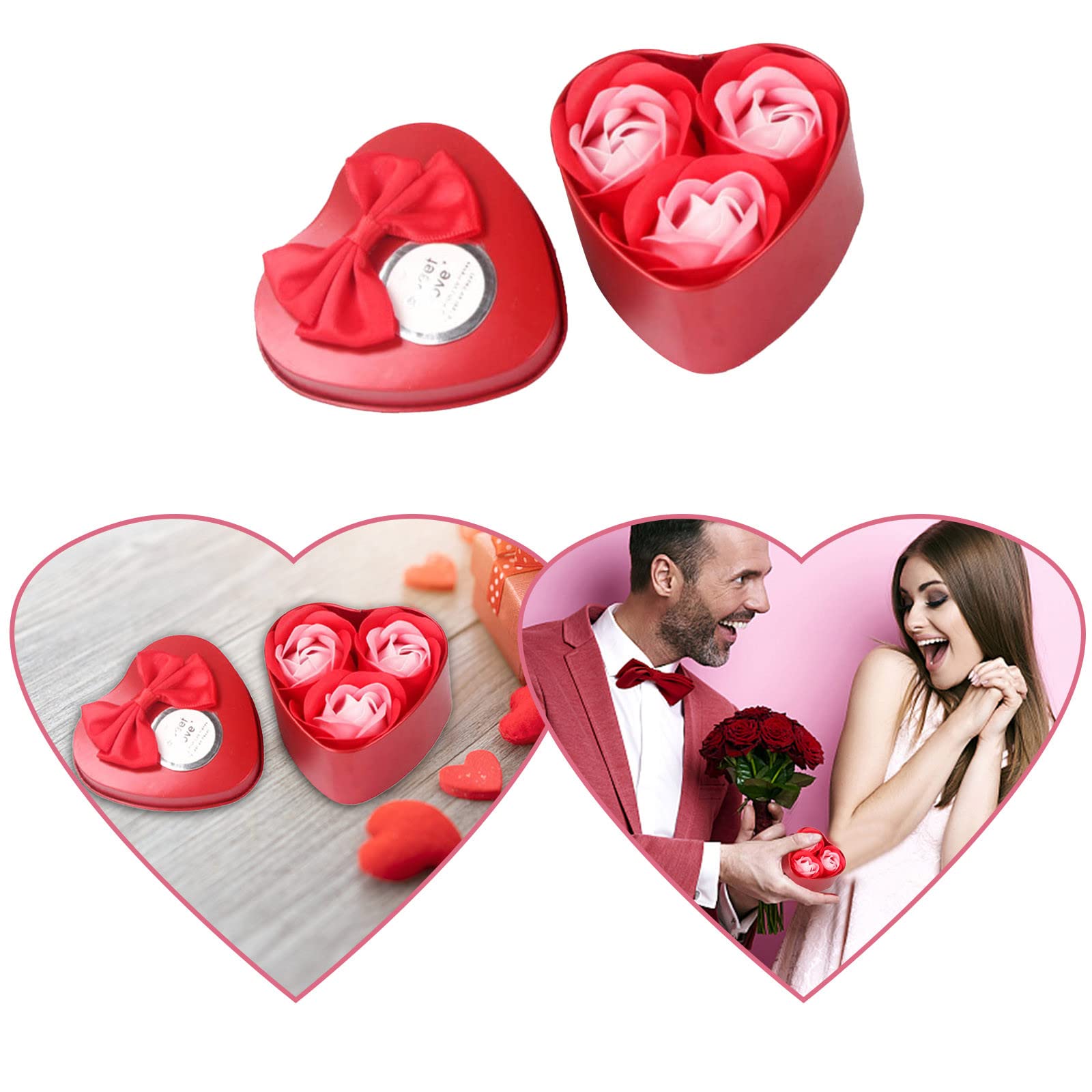 Artificial Rose Flower Soap Petals - Valentine's Day Bath Decor, Romantic Bouquet Gift Set for Home, Wedding & Spa Decorations (Red)