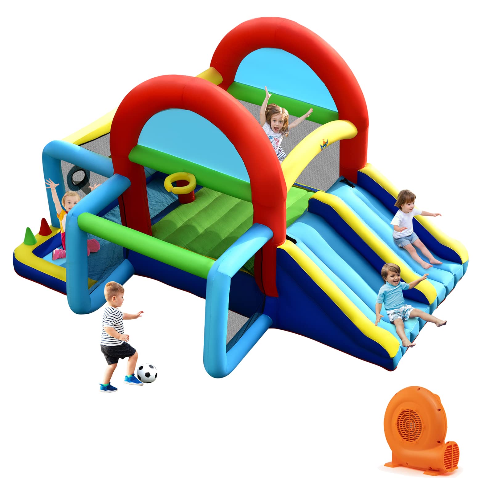 BOUNTECH Inflatable Bounce House with Ball Pit - Kids Indoor/Outdoor Playhouse with Canopy & Obstacles - Includes GFCI Blower - Perfect for Birthday Parties, Park Playdates & Backyard Fun - Toddler Safe Bouncy Castle Gift for Boys & Girls