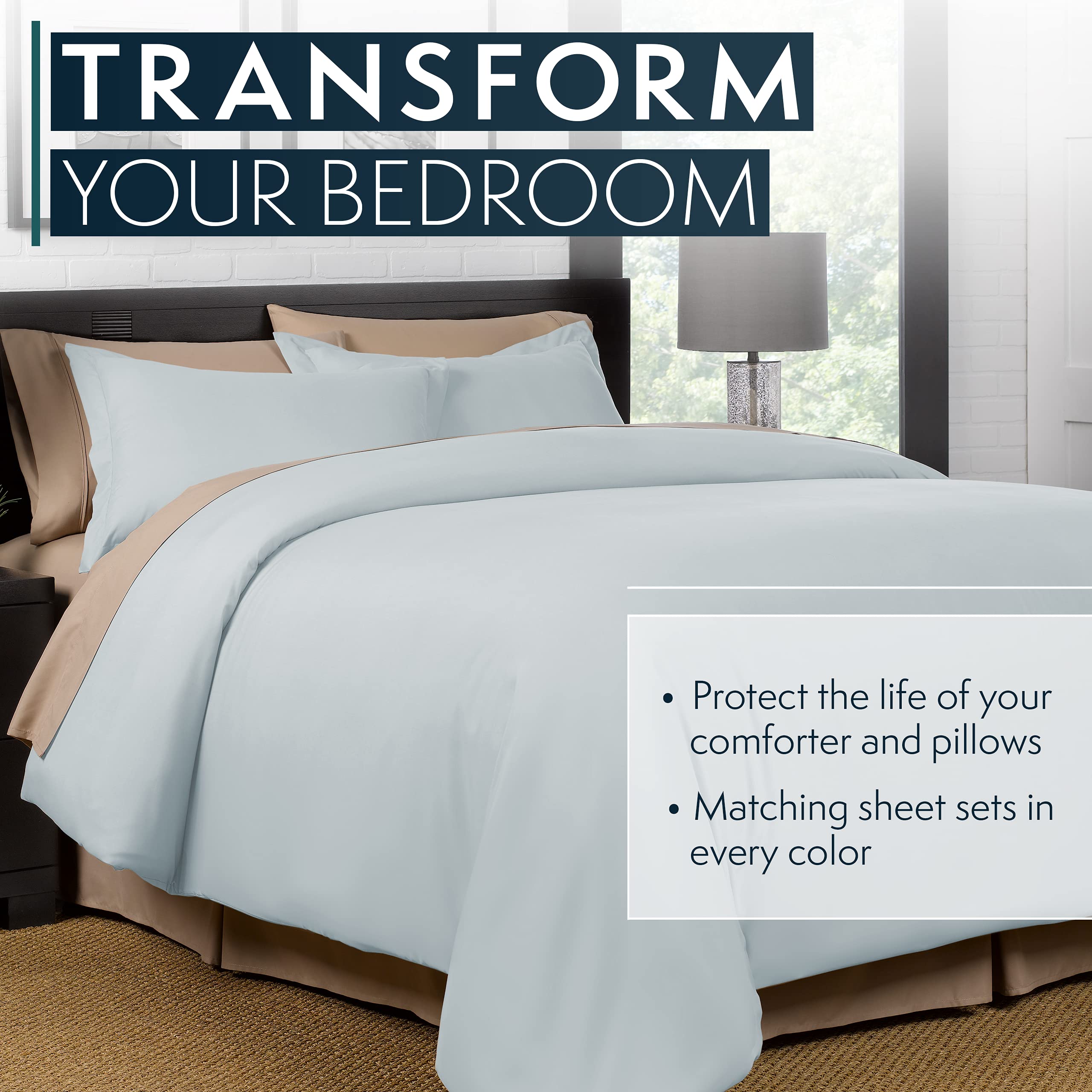 HC Collection King Size Duvet Cover Set - 3 Piece Ice Blue Microfiber Bedding with Zipper Closure & 2 Pillow Shams | Soft, Breathable & Wrinkle-Resistant | Perfect for Master Bedroom, Guest Room & Luxury Hotels