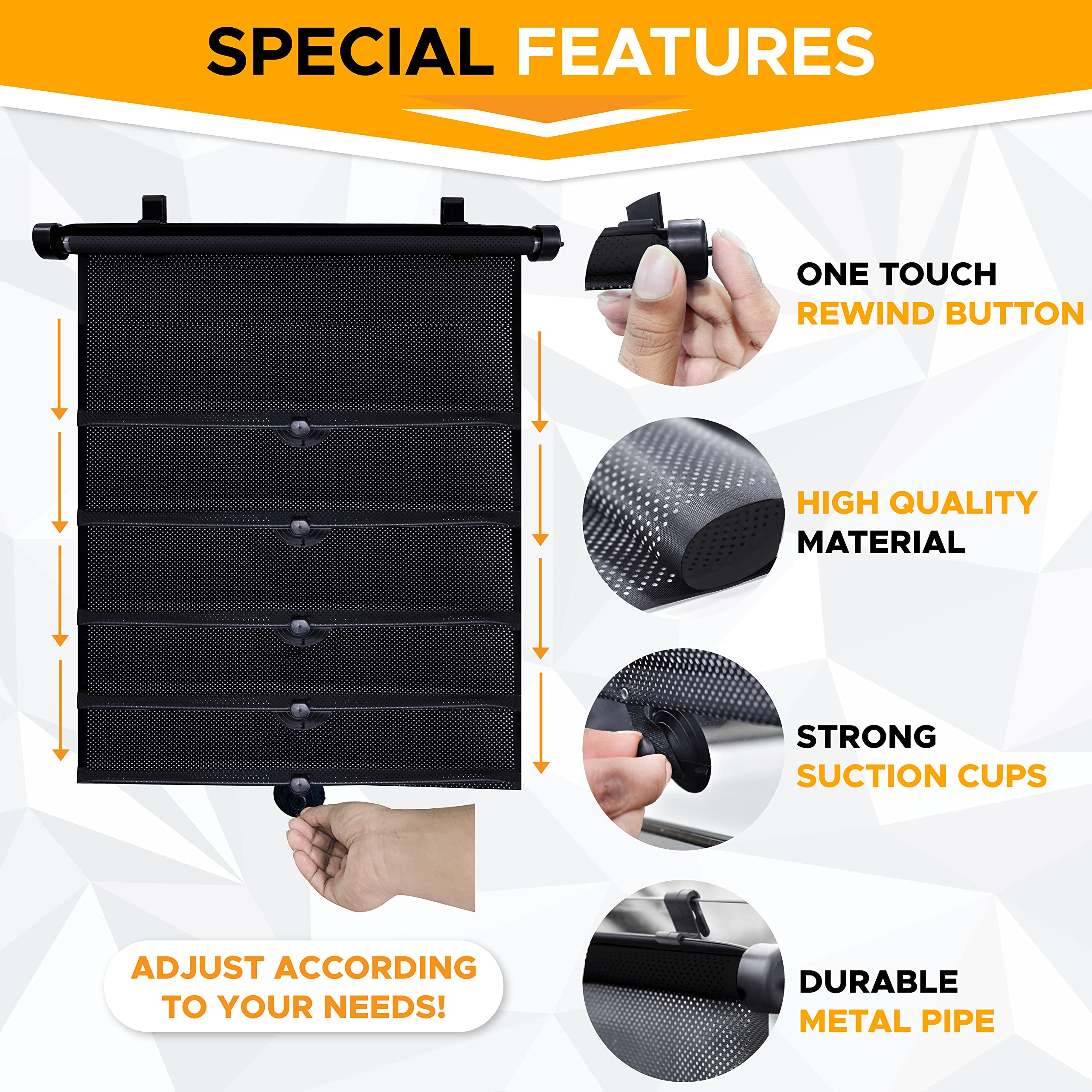 EcoNour Retractable Car Windshield & Side Window Sun Shade 15