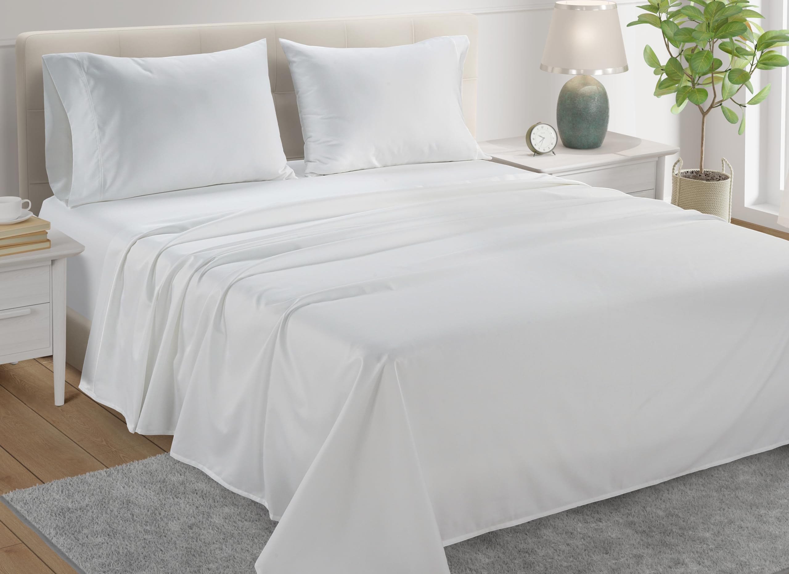 Luxury 800 Thread Count Egyptian Cotton Queen Sheet Set - Sateen Weave, Deep Pocket, White | Premium Bedding for Comfort & Style | Perfect for Master Bedrooms, Guest Rooms & Luxury Hotels