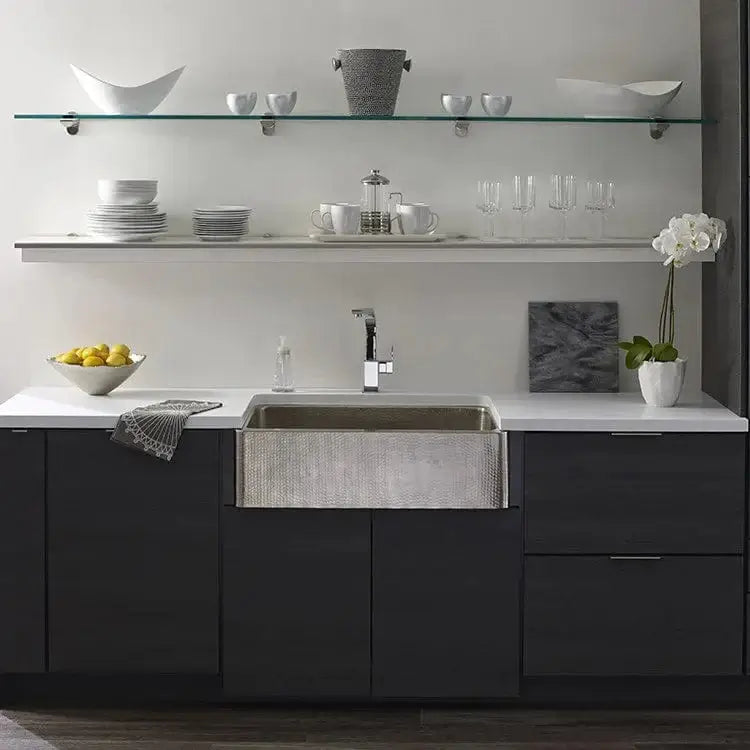 Thompson Quiroga 33-Inch Hammered Stainless Steel Farmhouse Kitchen Sink KSA 3322HSS - Perfect for Modern Farmhouse, Rustic & Country Style Kitchens