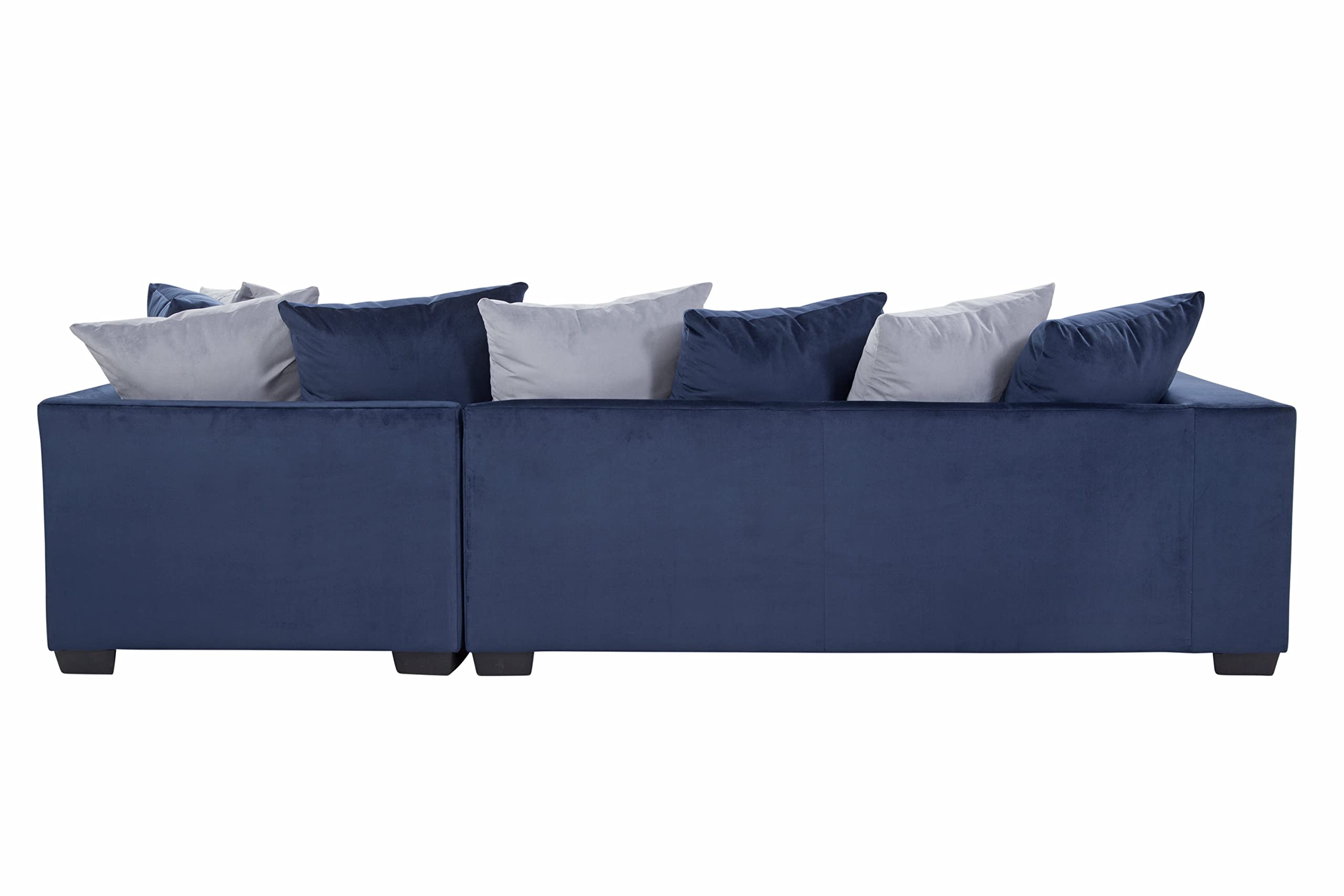L-Shaped Sectional Sofa with Pillows - Blue Casual Comfort for Living Room