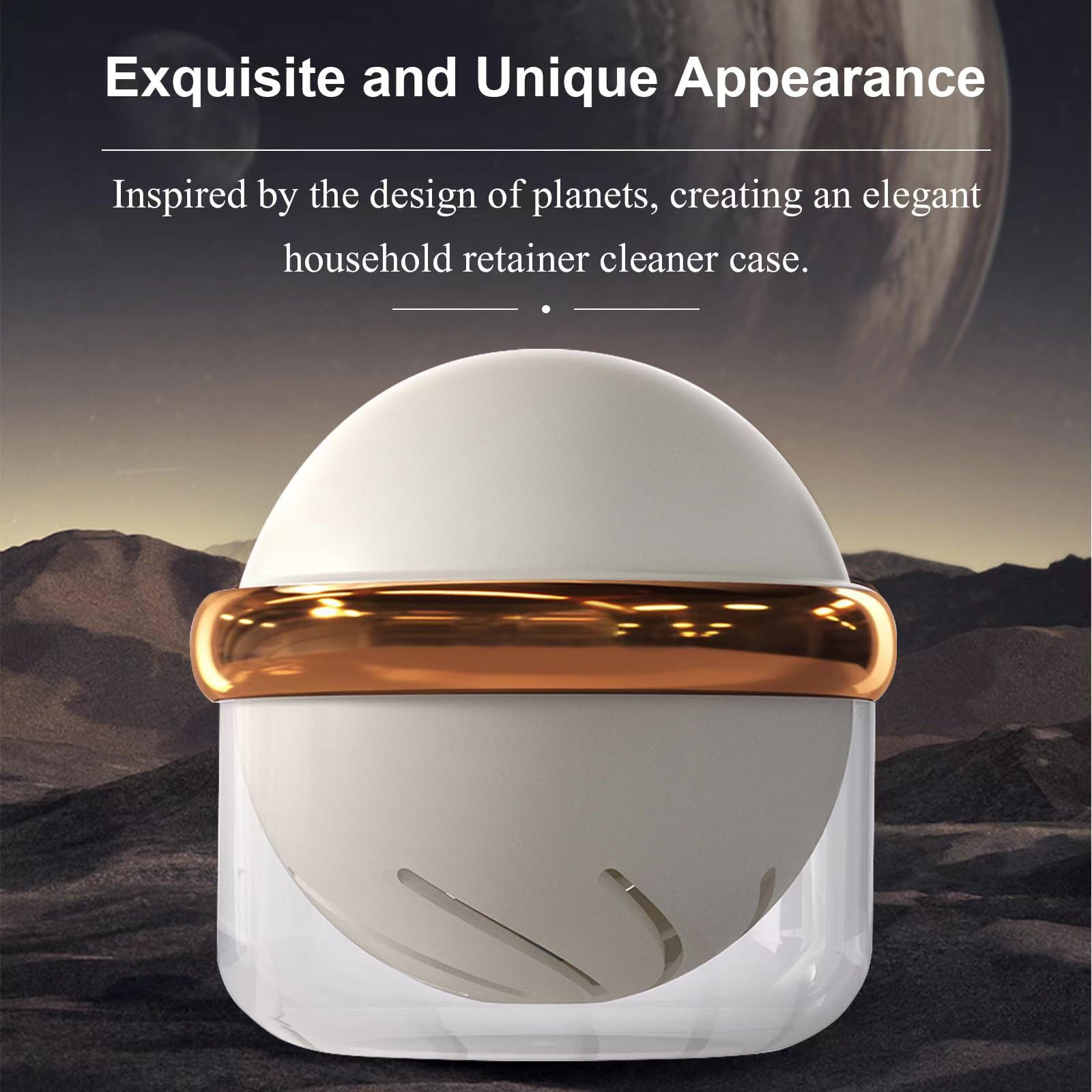 2024 Planet-Themed Denture Cleaner Case with Strainer Basket - Braces Cleaner Cup & Cute Denture Holder - Retainer Storage Soak Container for Travel & Home Use