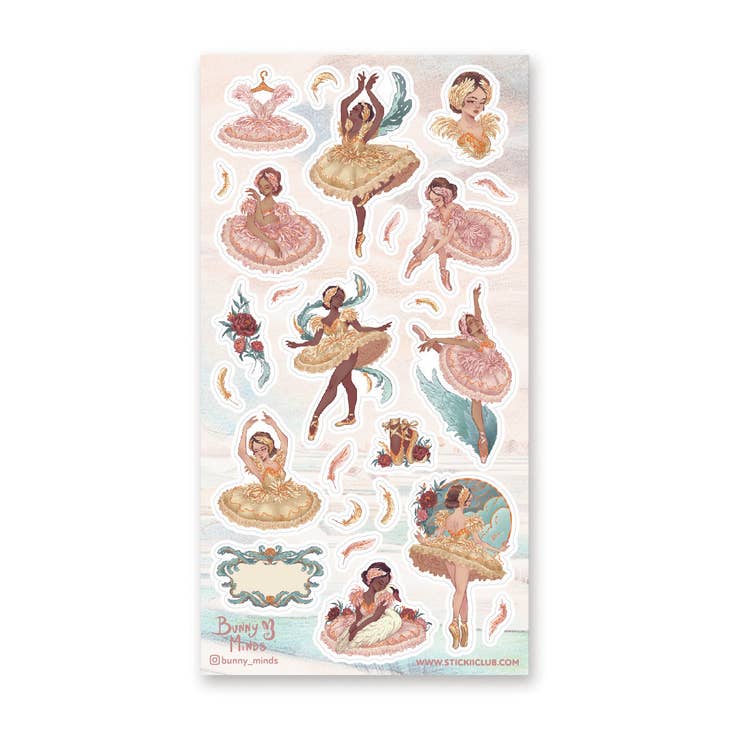 Ballet Beauty Sticker Sheet - Elegant Dance-Themed Decorative Stickers for Scrapbooking, Journals & DIY Crafts