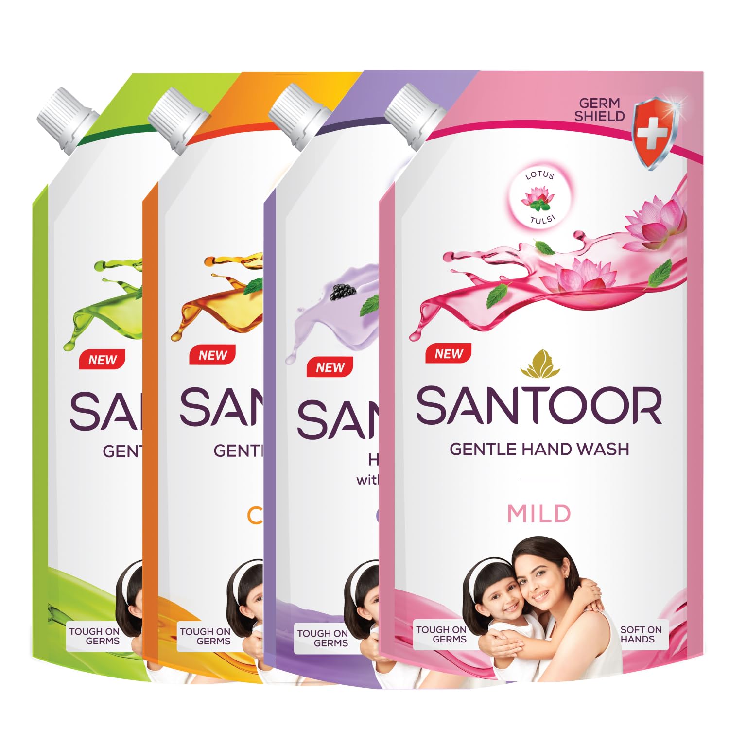 Santoor Classic Gentle Hand Wash with Sandalwood & Tulsi - 750ml Natural Soap for Dry Skin | Moisturizing & Antibacterial for Home, Kitchen & Bathroom Use