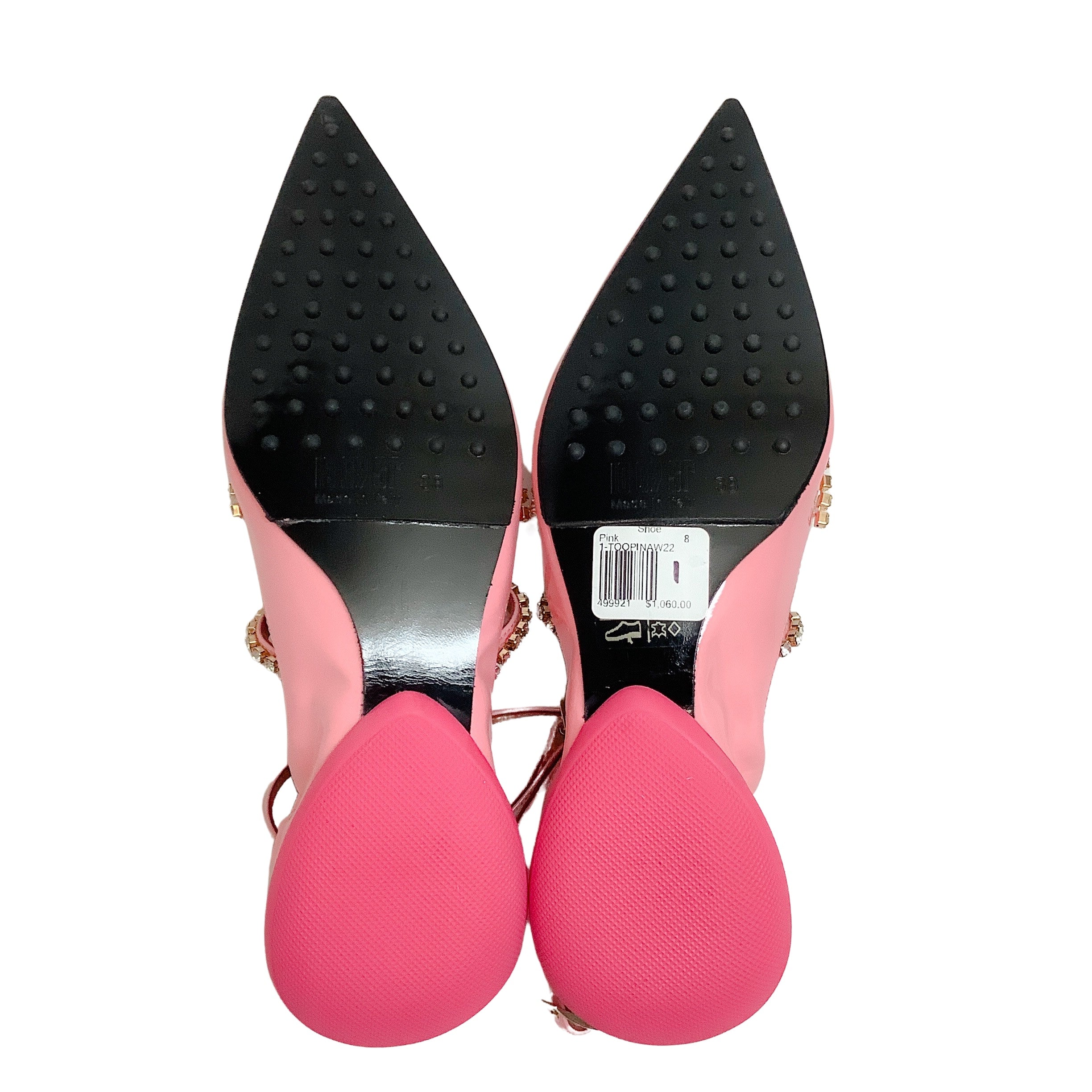 13 09 SR Pink Patent Embellished Ballet Flats for Women - Elegant Pointed Toe Dress Shoes for Weddings, Parties & Special Occasions