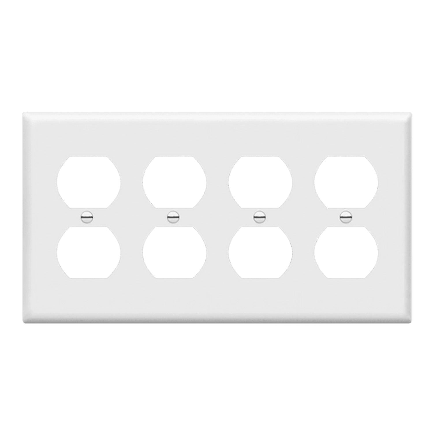 4 Gang Duplex Outlet Cover Plate - White - Electrical Wall Plate for Home & Office Safety - Durable & Easy Installation