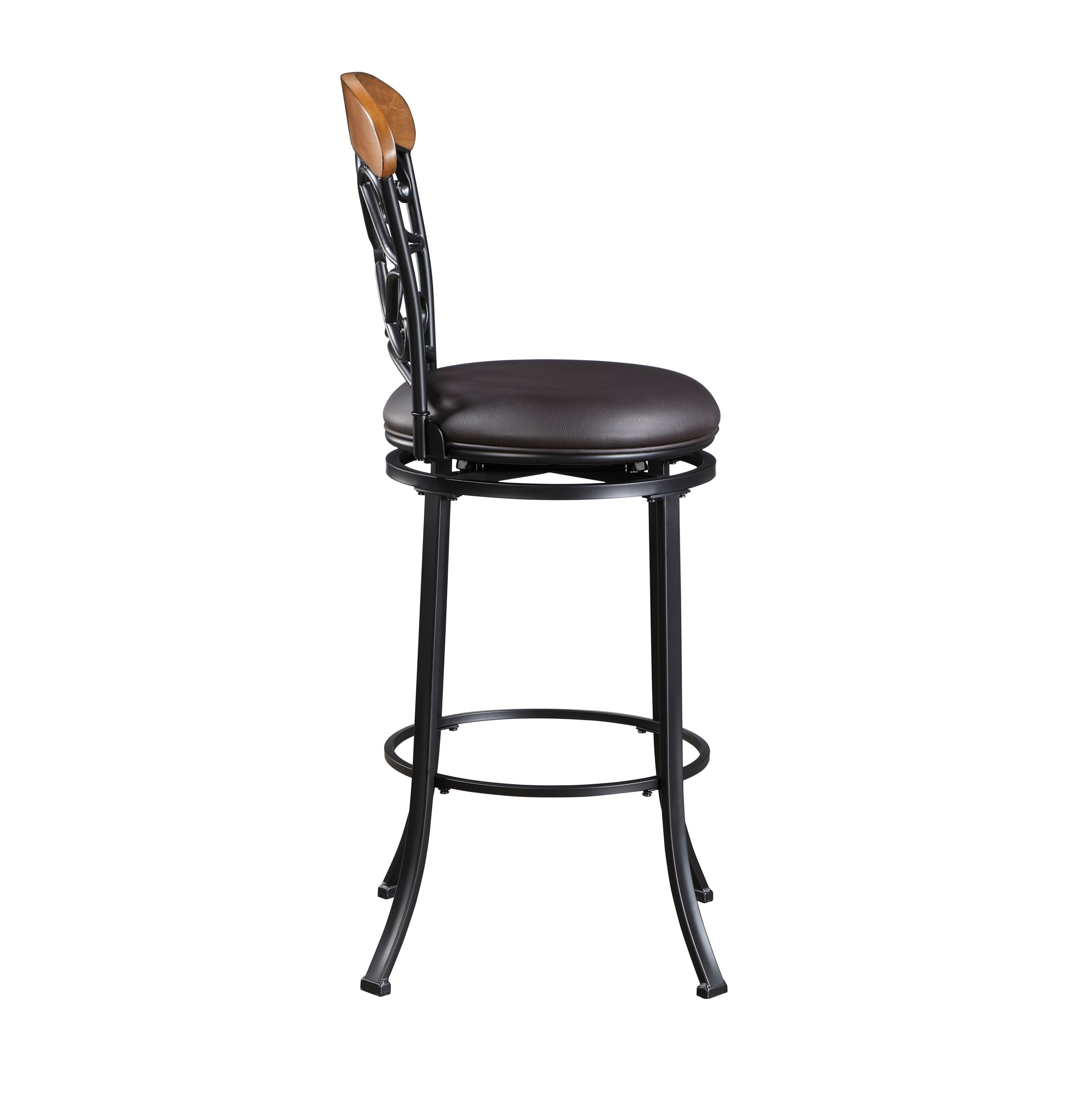 1pc Black Faux Leather Pub Height Swivel Bar Stool with Metal Frame - Adjustable Height Dining Chair for Kitchen Island, Home Bar & Game Room