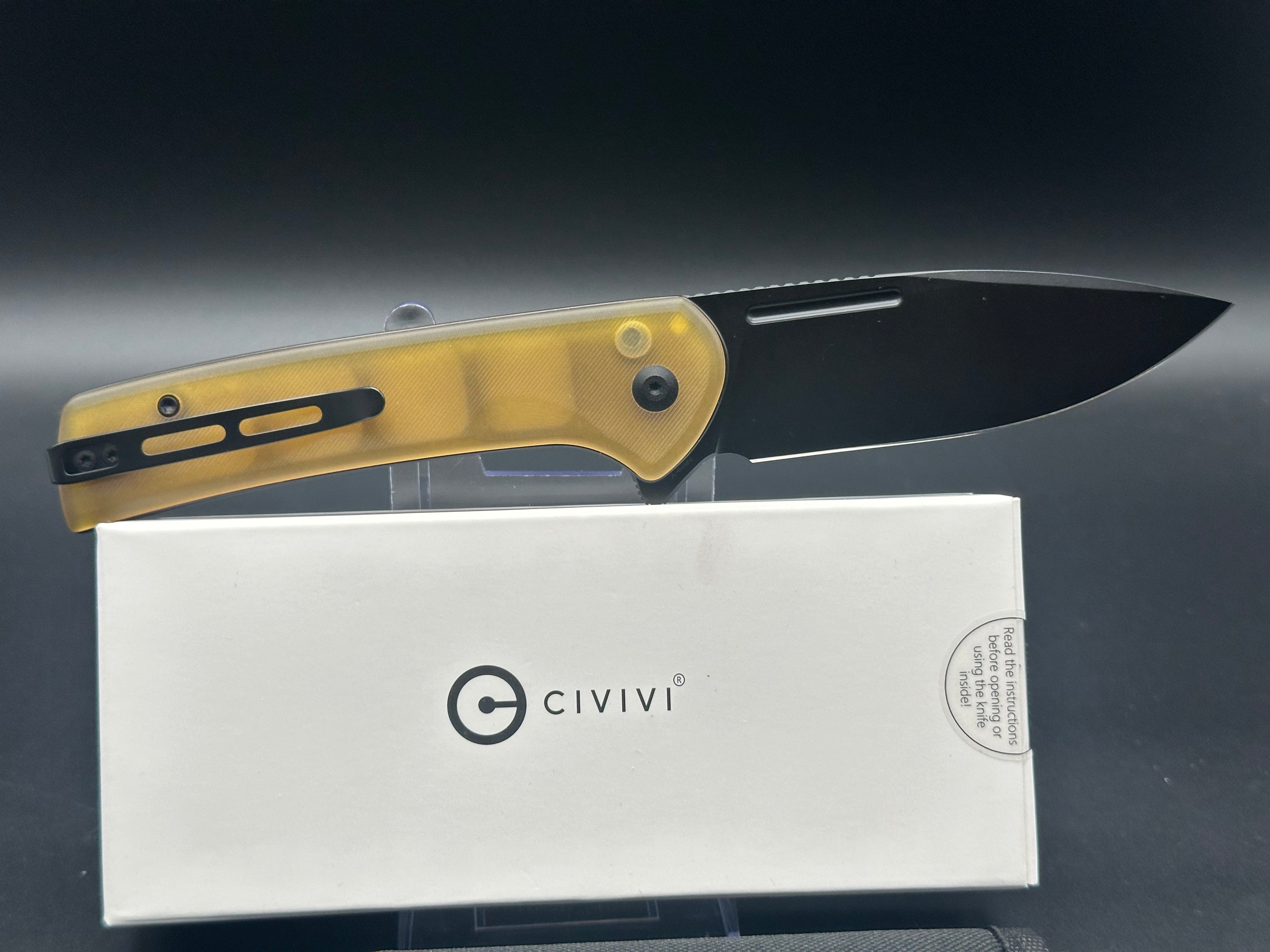 CIVIVI CONSPIRATOR Folding Knife - Bead Blast Nitro-V Steel Blade, Ultem Handle, Drop Point Plain Edge, Black Finish (Model C21006-6) - Perfect for EDC, Outdoor Adventures, and Tactical Use