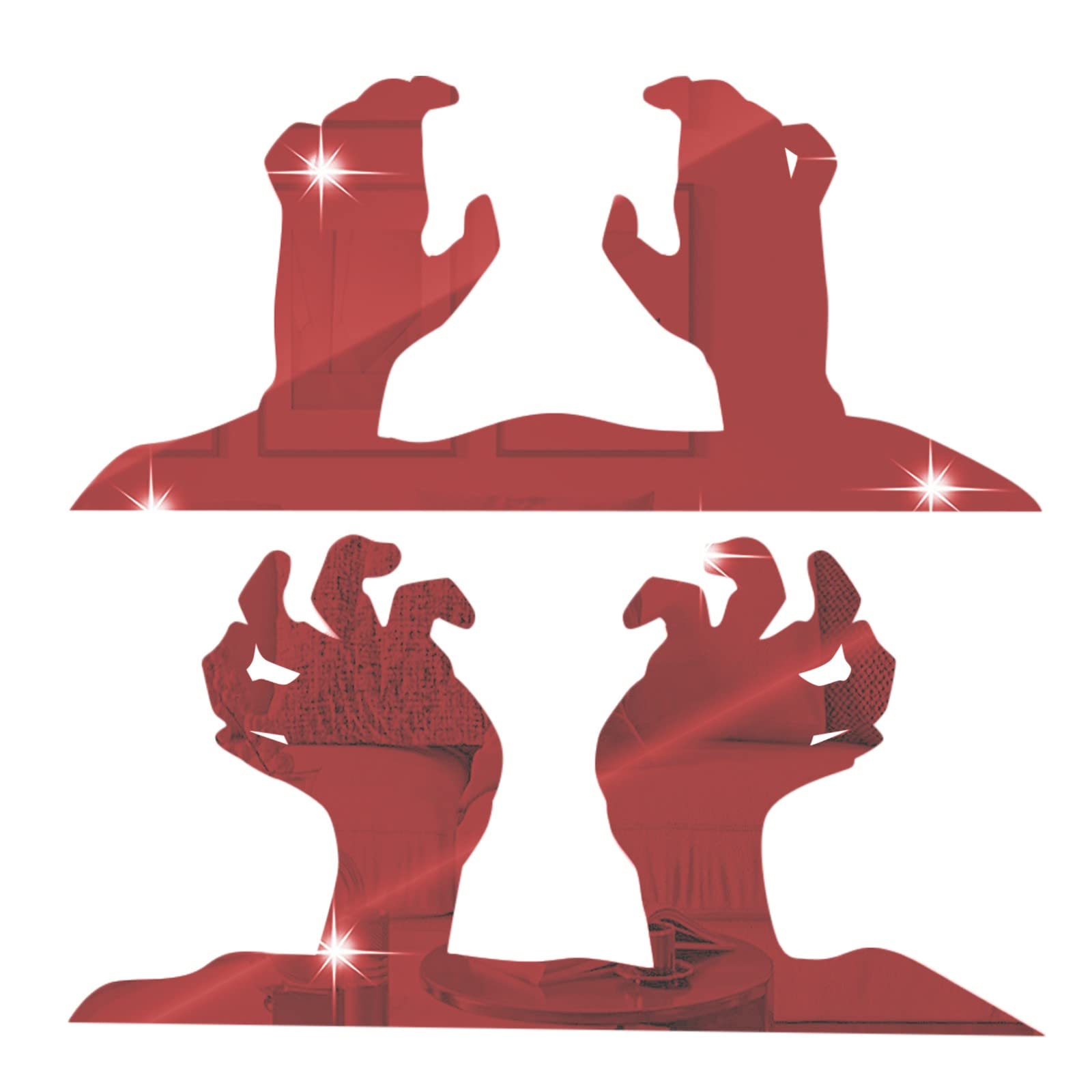Halloween Devil Hand Mirror Sticker - Horror Themed Acrylic Wall Decals for Living Room, Bedroom & Party Decor - Perfect for Spooky Home Decorations, Haunted House Parties & Gothic Interior Design