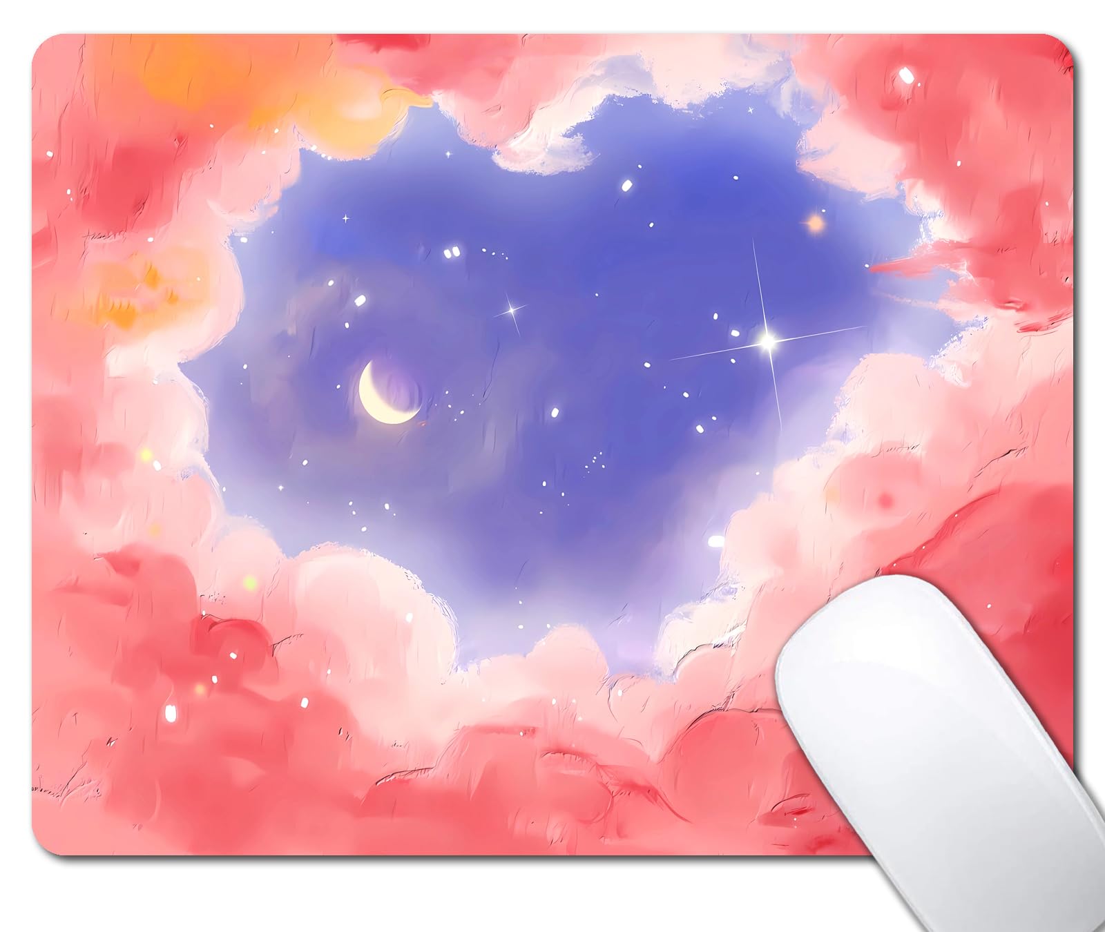 Stylish Pink Moon Cloud & Blue Galaxy Mouse Pad - Non-Slip Rubber Base for Wireless Mouse, Laptop, Office & Home Use | Perfect for Gaming, Work & Study