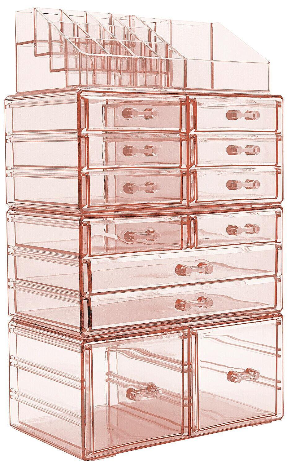 Extra Large Makeup Organizer with 12 Drawers & 16 Compartments - Cosmetic Storage Box for Vanity, Bathroom & Travel | Makeup Case, Beauty Organizer, Jewelry Organizer for Bedroom & Dressing Table