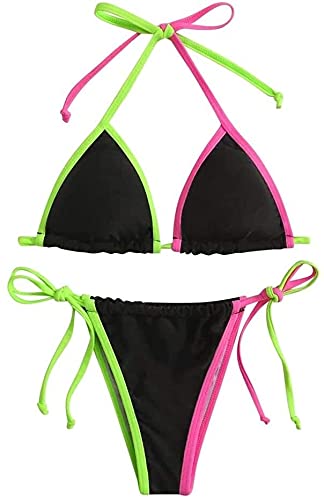 Women's High Waist Vintage Bikini Set - Sporty Tankini Swimsuit for Women | Black Large Size | Perfect for Beach Vacation, Pool Party & Summer Swimming