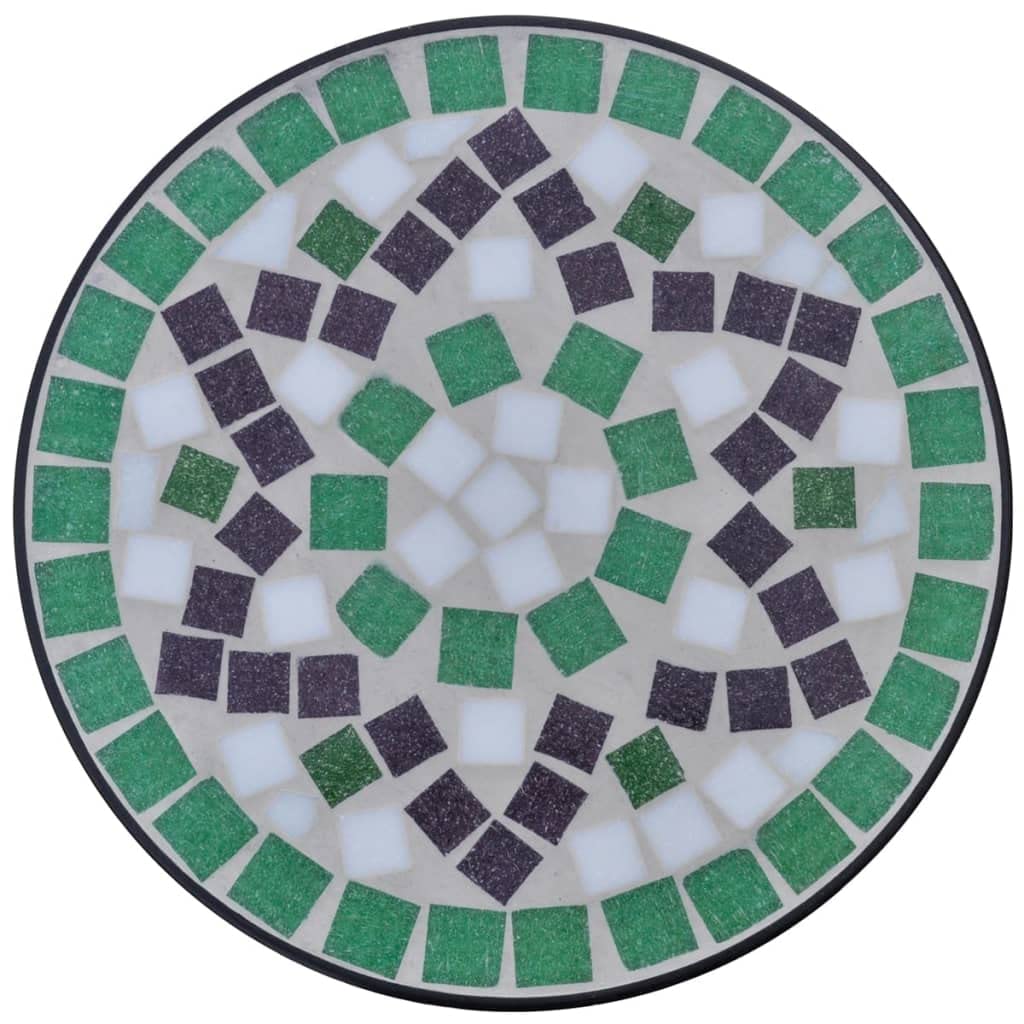 SKM Mosaic Side Table - Green & White Accent Table for Plants, Living Room, Bedroom, or Patio Decor