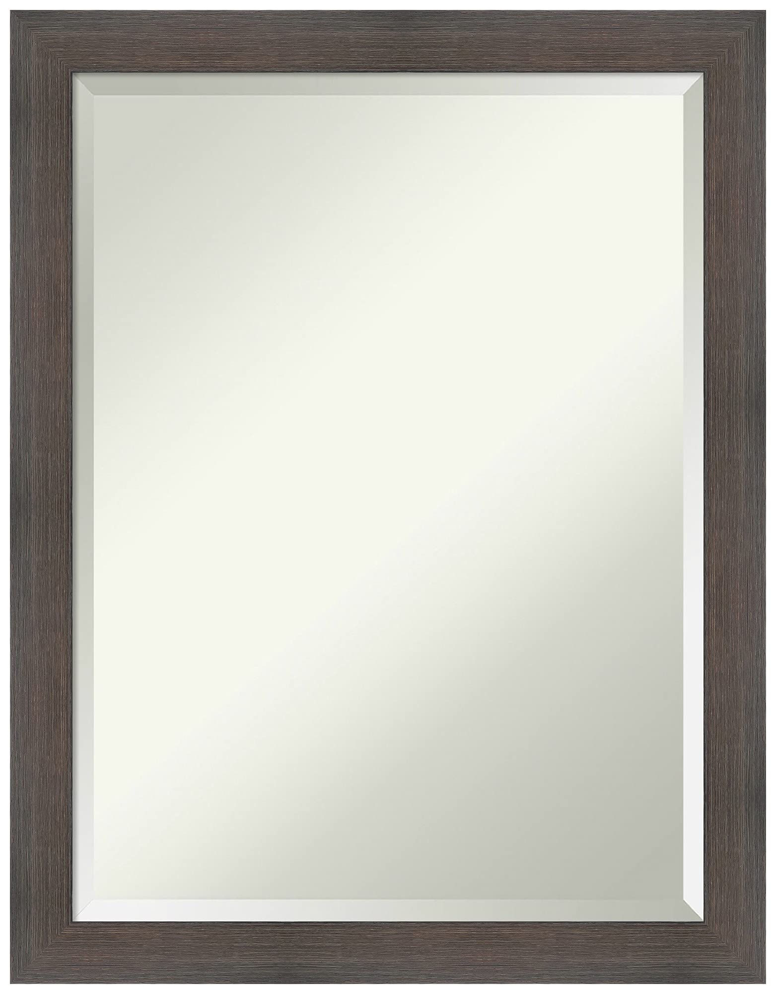 Amanti Art 27x21 Inch Beveled Wood Bathroom Mirror with Hardwood Chocolate Frame - Elegant Brown Wall Mirror for Bathroom, Bedroom & Entryway Decor