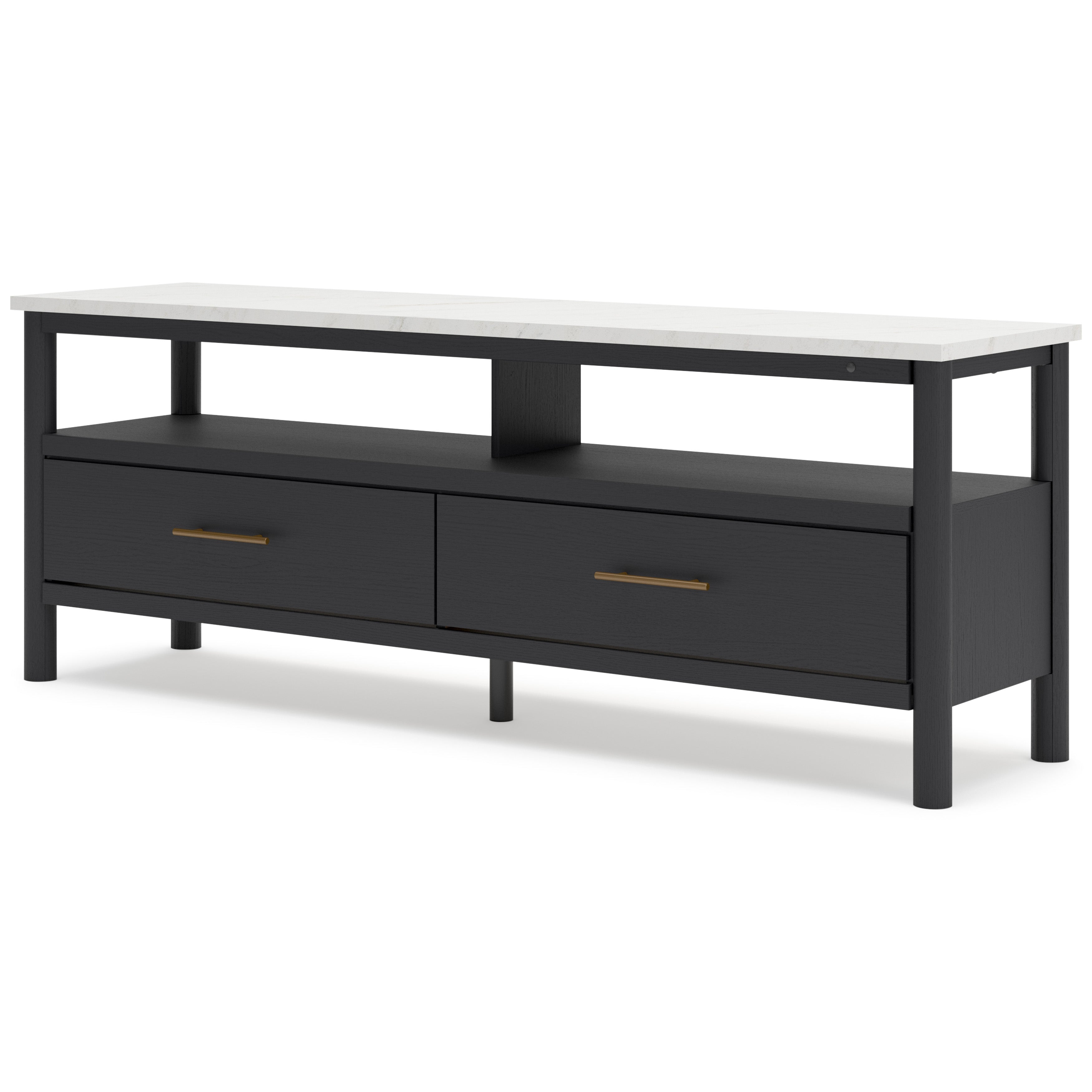 Cadyn Extra Large Dark TV Stand for 75 Inch TVs - Modern Entertainment Center with Storage Shelves for Living Room, Bedroom & Home Theater