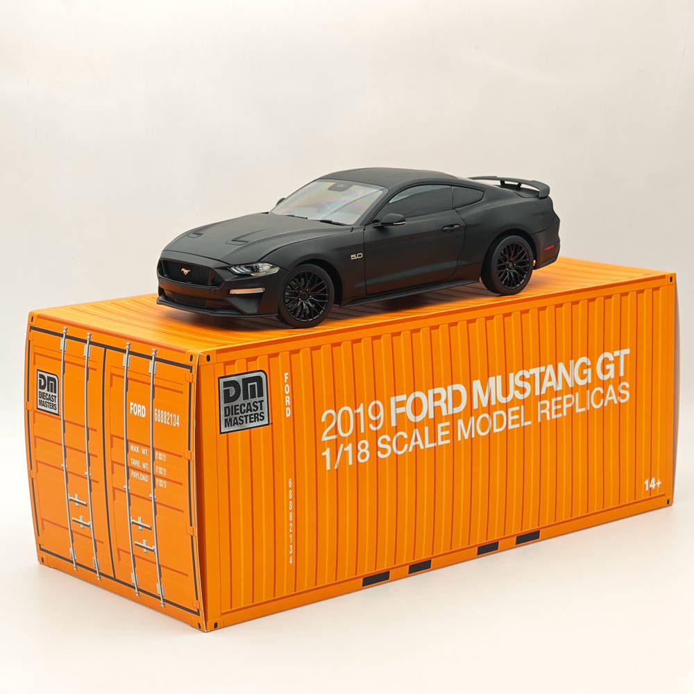 1/18 Scale Diecast Model Car - 2019 Ford Mustang GT Matte Black RHD - Highly Detailed Collectible Miniature for Display & Hobby Enthusiasts | Perfect for Office Decor, Car Shows & Gift Giving