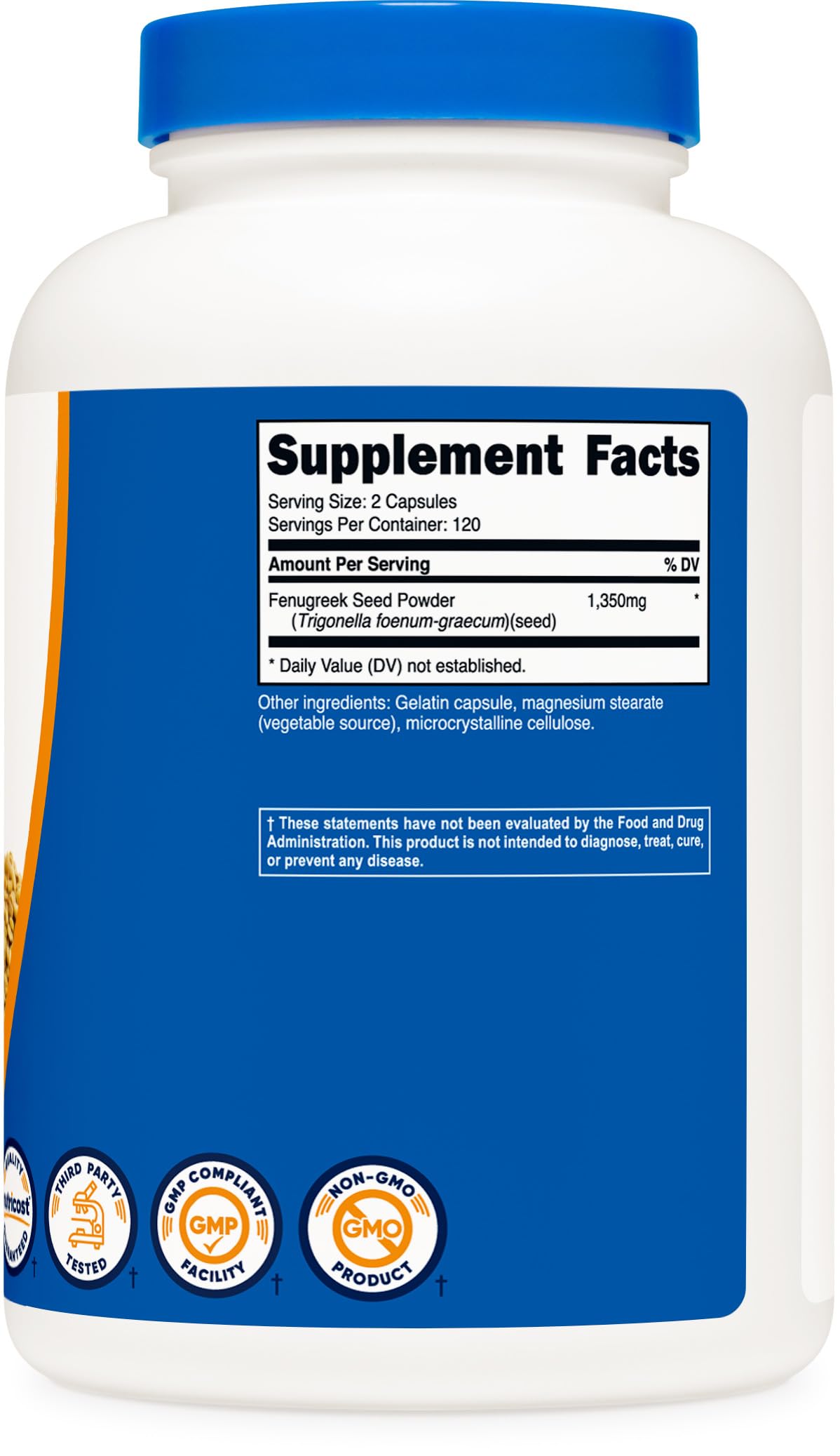 Nutricost Fenugreek Seed 1350mg Supplement - 240 Capsules (3 Bottles) - Gluten Free, Non-GMO Herbal Support - Promotes Digestive Health & Lactation for Nursing Mothers