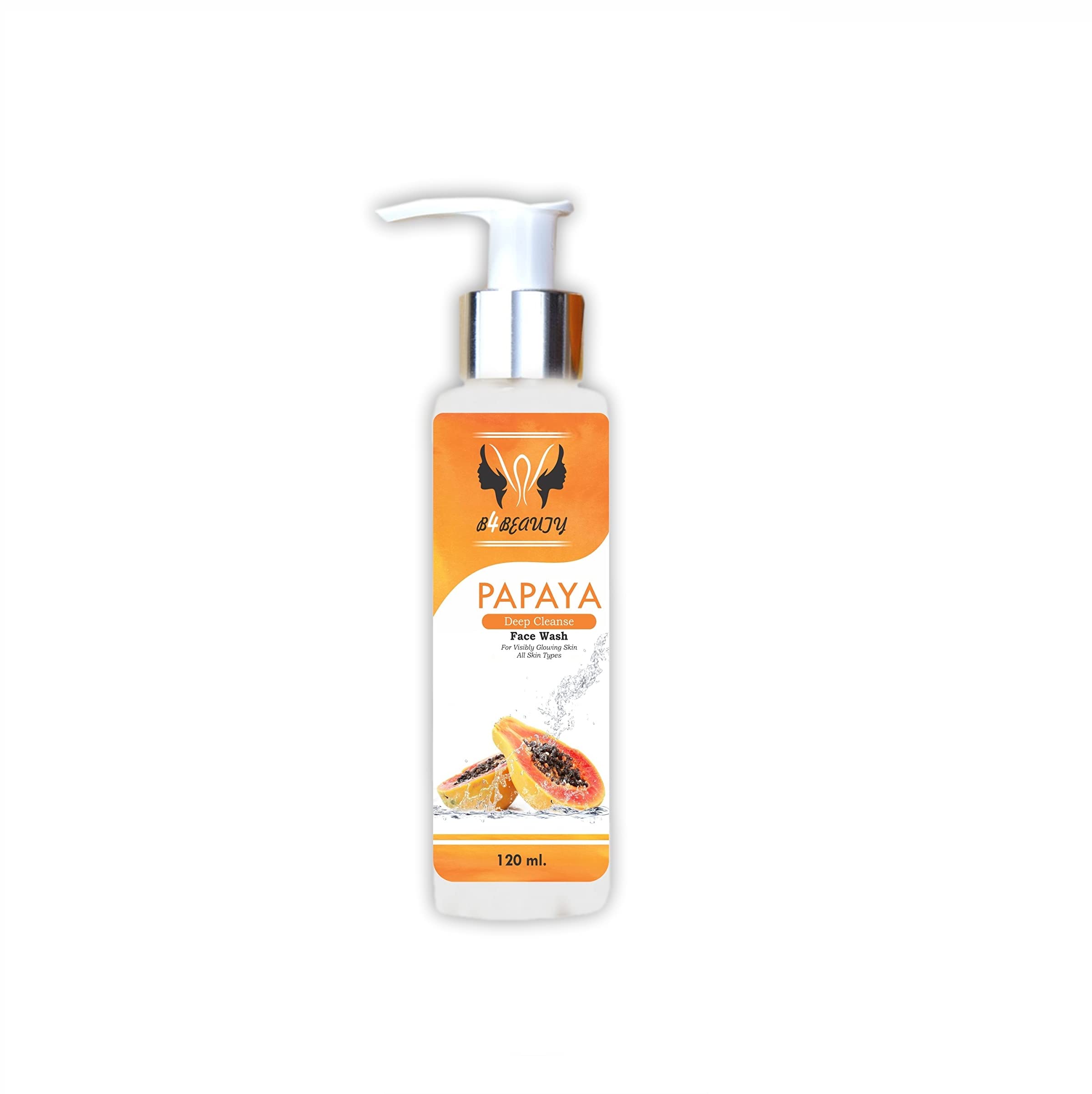 B4BEAUTY Papaya Exfoliating Face Wash - Gentle Cleanser for All Skin Types, Women & Men - Brightening & Hydrating for Daily Skincare Routine