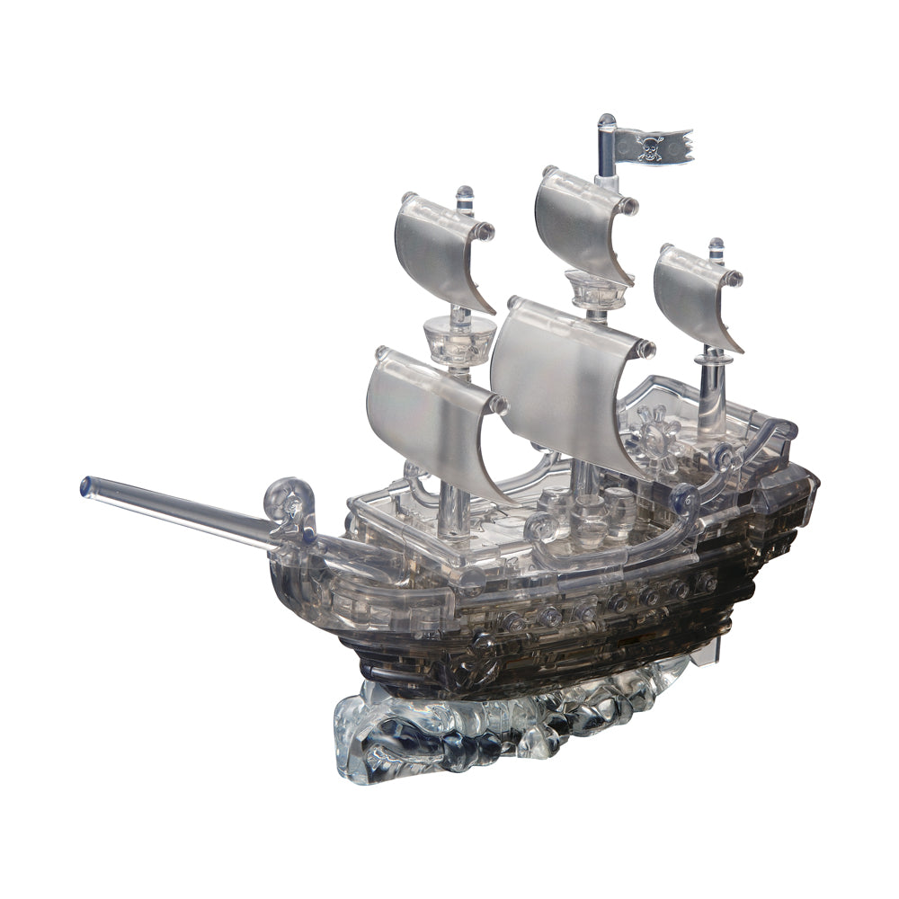 BePuzzled Black Pirate Ship 3D Crystal Puzzle - 101 Piece Brain Teaser for Adults & Teens - Fun Pirate-Themed Model Building Kit for Home Decor, Gift Giving & Stress Relief