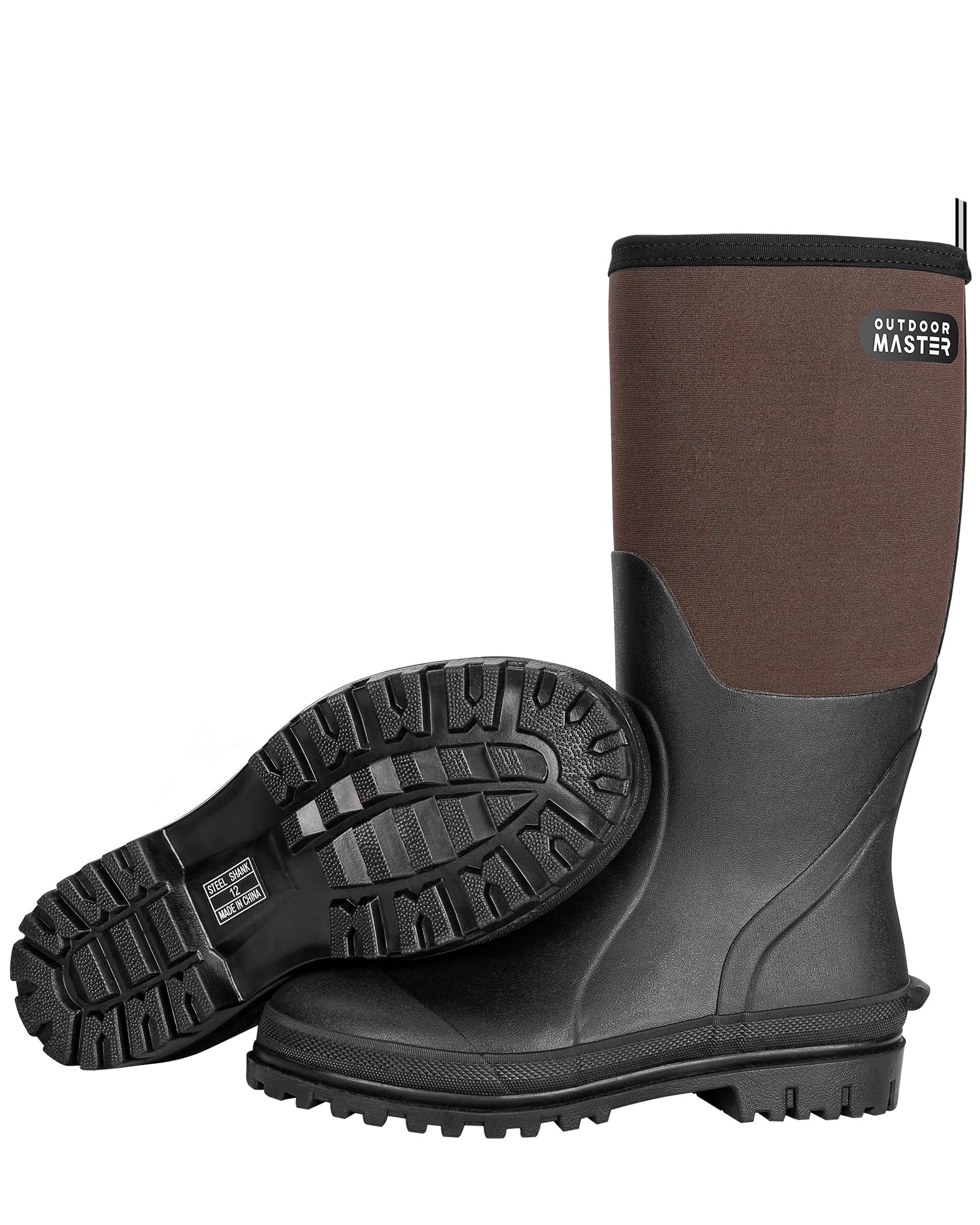 OutdoorMaster Men's Waterproof Hunting Boots - Insulated Rubber Neoprene Boots with Anti-Slip Sole for Winter Outdoor Activities, Hiking & Camping