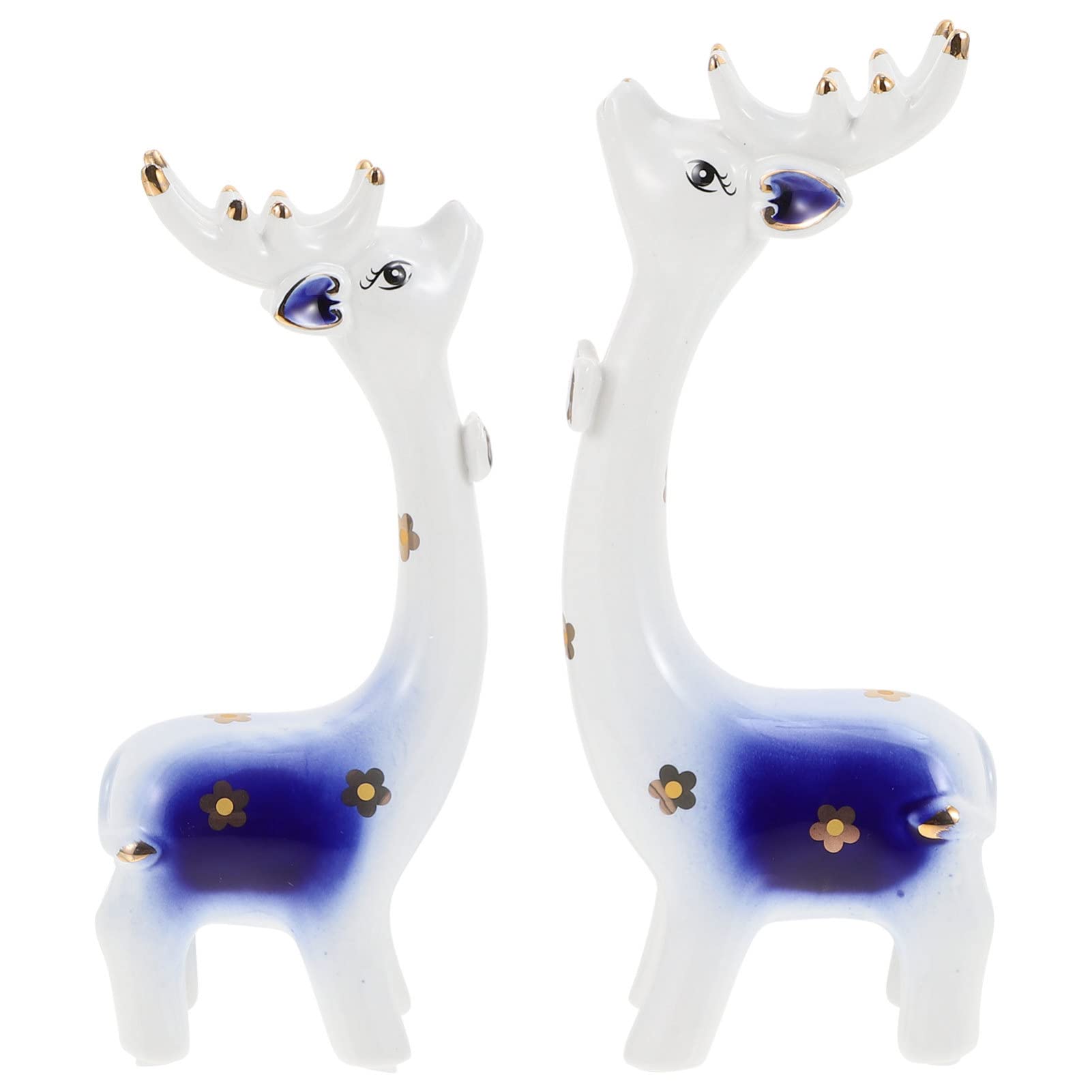 FOMIYES 2 Pack Ceramic Deer Figurines - Small Desktop Decor, Animal Sculptures for Home & Office | Perfect for Bookshelf, Mantel, Wedding Centerpiece & Gift Giving