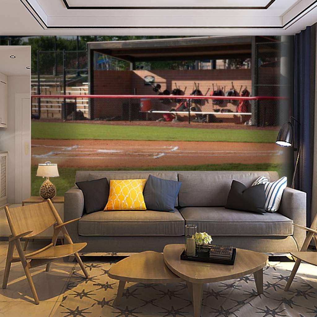 Baseball Field & Dugout Peel and Stick Wallpaper Mural - Self-Adhesive Removable Wall Decal for Living Room, Bedroom, Home Decor | Perfect for Sports Fans & Game Room Themes