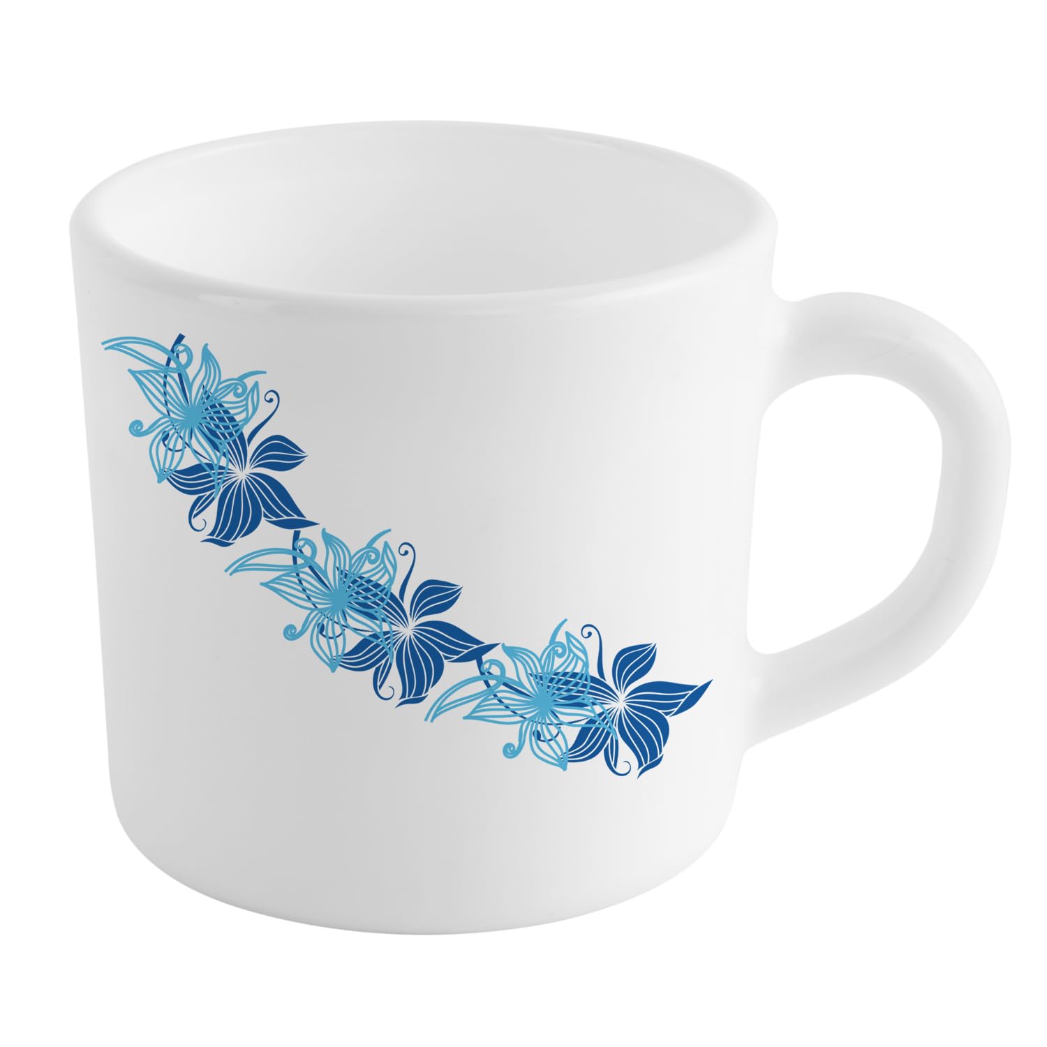 Premium CELLO Opalware Dazzle Stella Tea Cup Set - 6 Small Blue Swirl Coffee Mugs (100ml) | Heat Resistant & Lightweight Porcelain | Perfect for Tea, Coffee, Espresso | Ideal for Home, Office & Restaurant Use