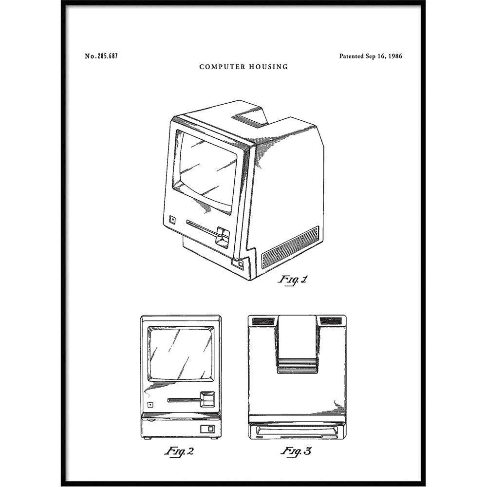 Vintage Apple Macintosh PC Blueprint Art Poster - First Macintosh Computer Design, Steve Jobs Inspired Decor, QP537 - Perfect for Tech Enthusiasts & Home Office Decor