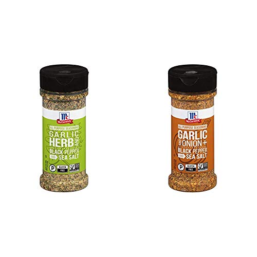 McCormick All Purpose Seasoning Set - Garlic Herb Black Pepper Sea Salt (4.37 oz) & Garlic Onion Black Pepper Sea Salt (4.25 oz) - Perfect for Grilling, Roasting, and Everyday Cooking
