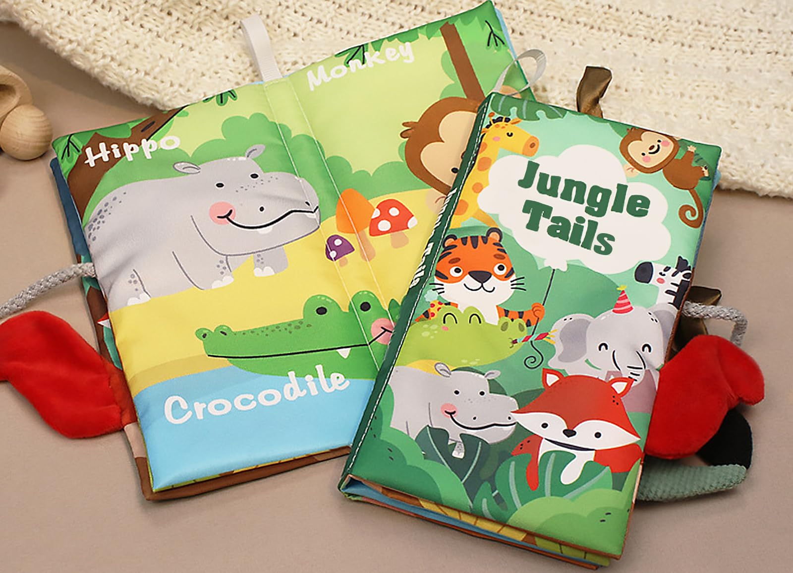 2 PCS High Contrast Baby Toys for 0-6 Months, 3D Animal Tails Sensory Books for Brain Development, Soft Montessori Visual Stimulation Toys, Perfect Gift for Newborns, Nursery & Playtime Essentials